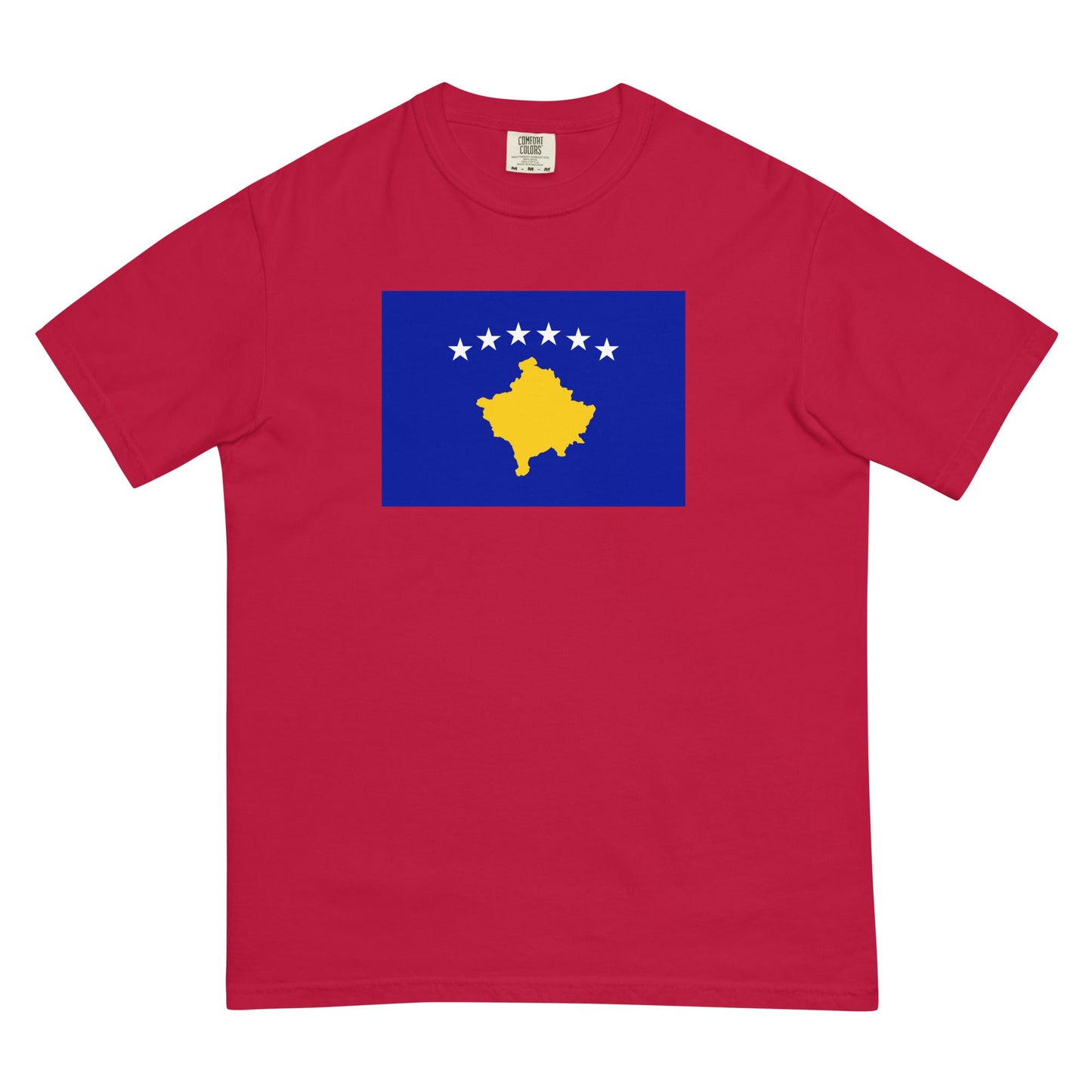 Bold Kosovo 1 flag design tee in true navy, extra large