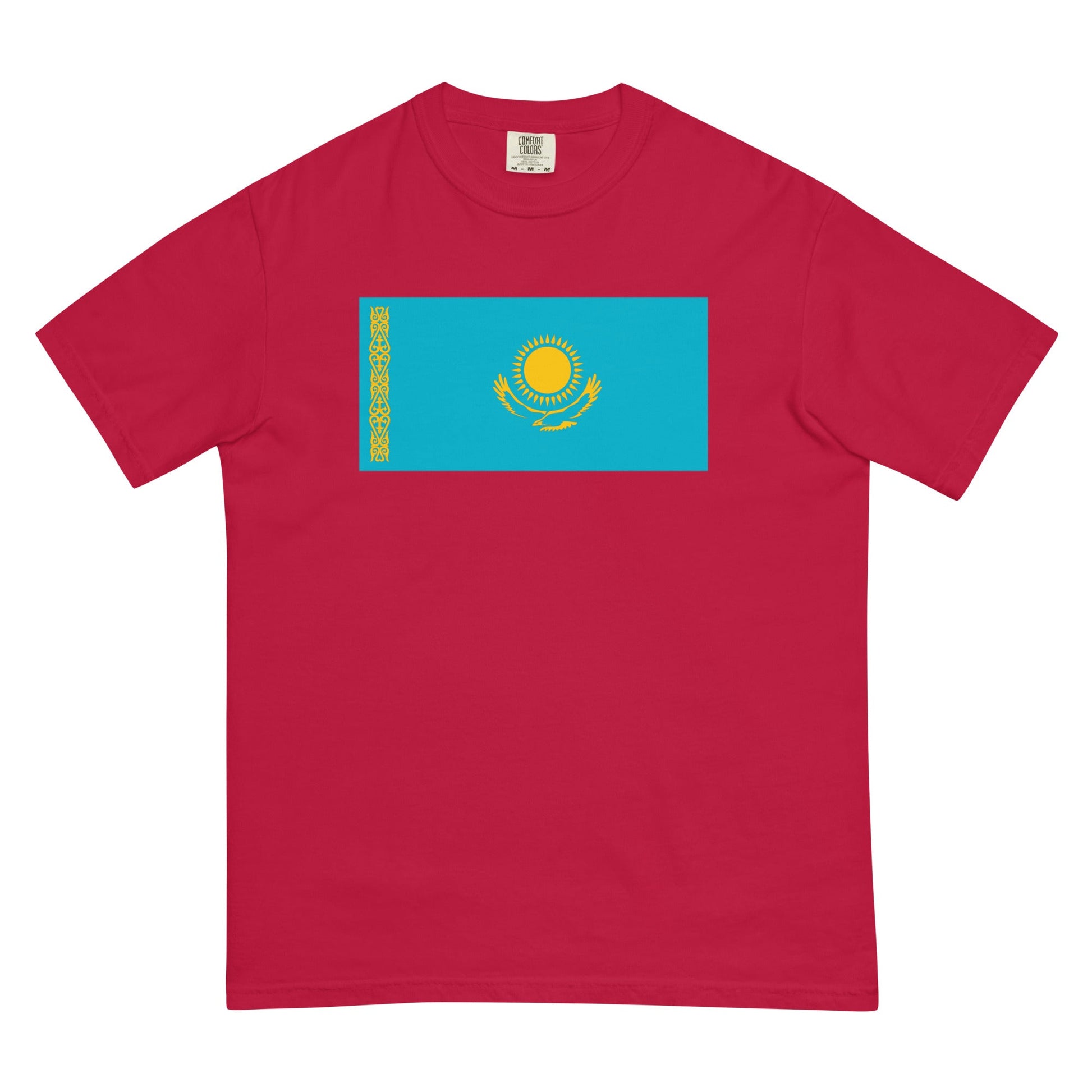 Bold Kazakhstan flag design tee in true navy, 3X large