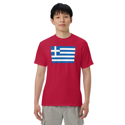 Flat lay of black Greece flag tee, medium size