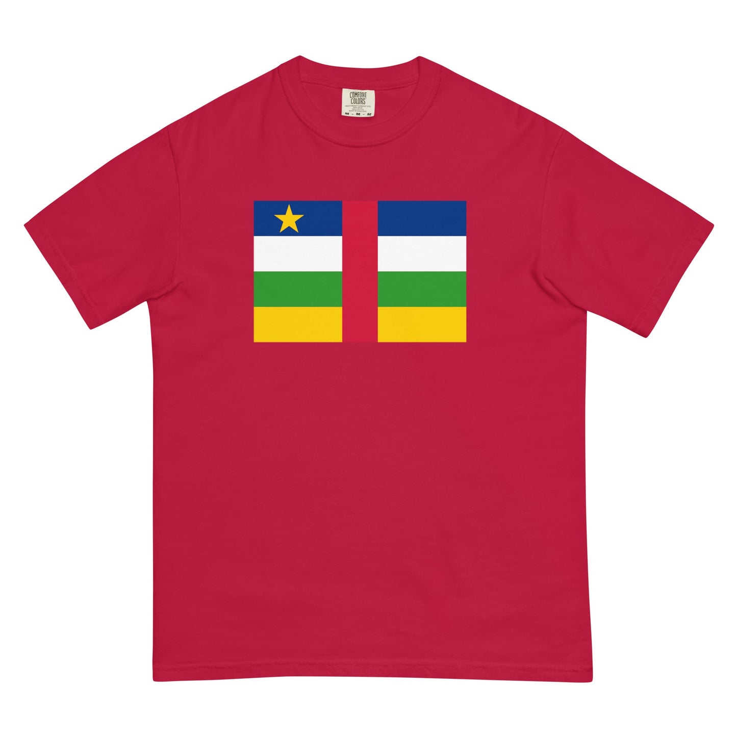 blue spruce shirt with Central African Republic flag design, small