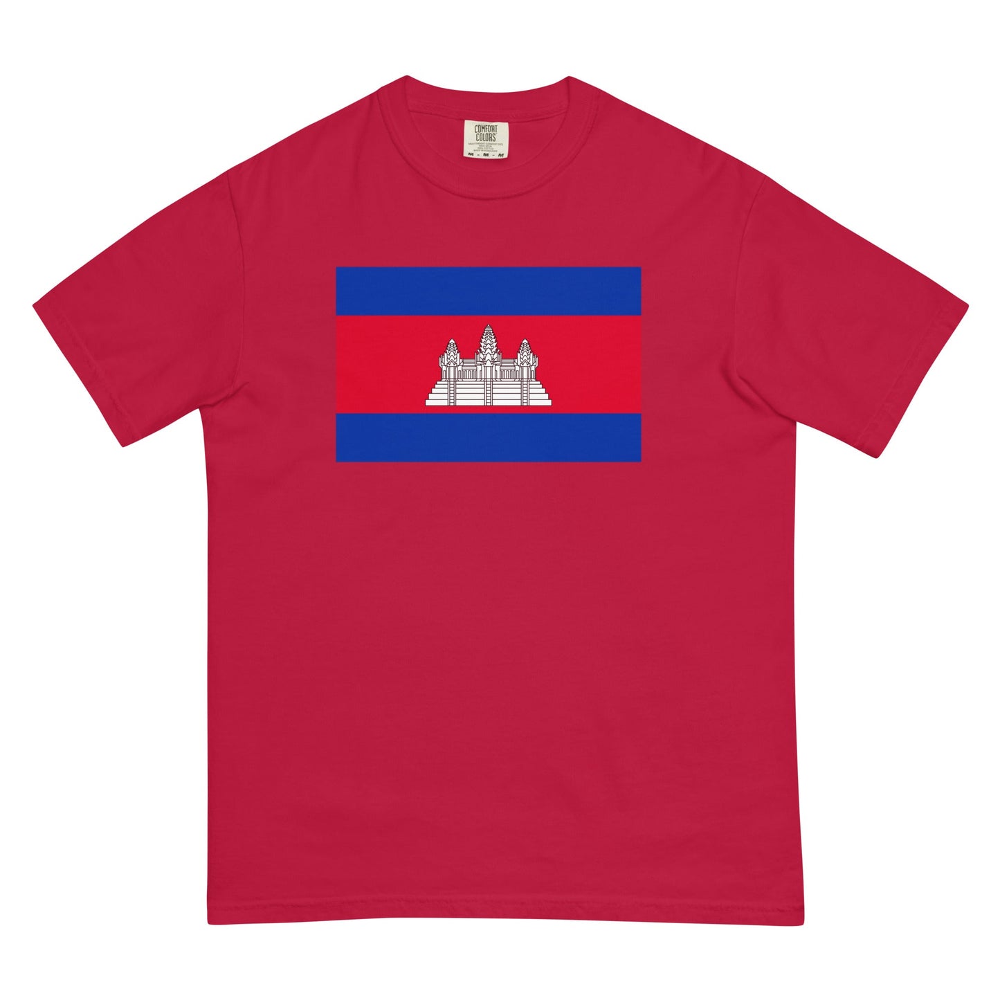 Cambodia flag shirt in blue spruce, size large