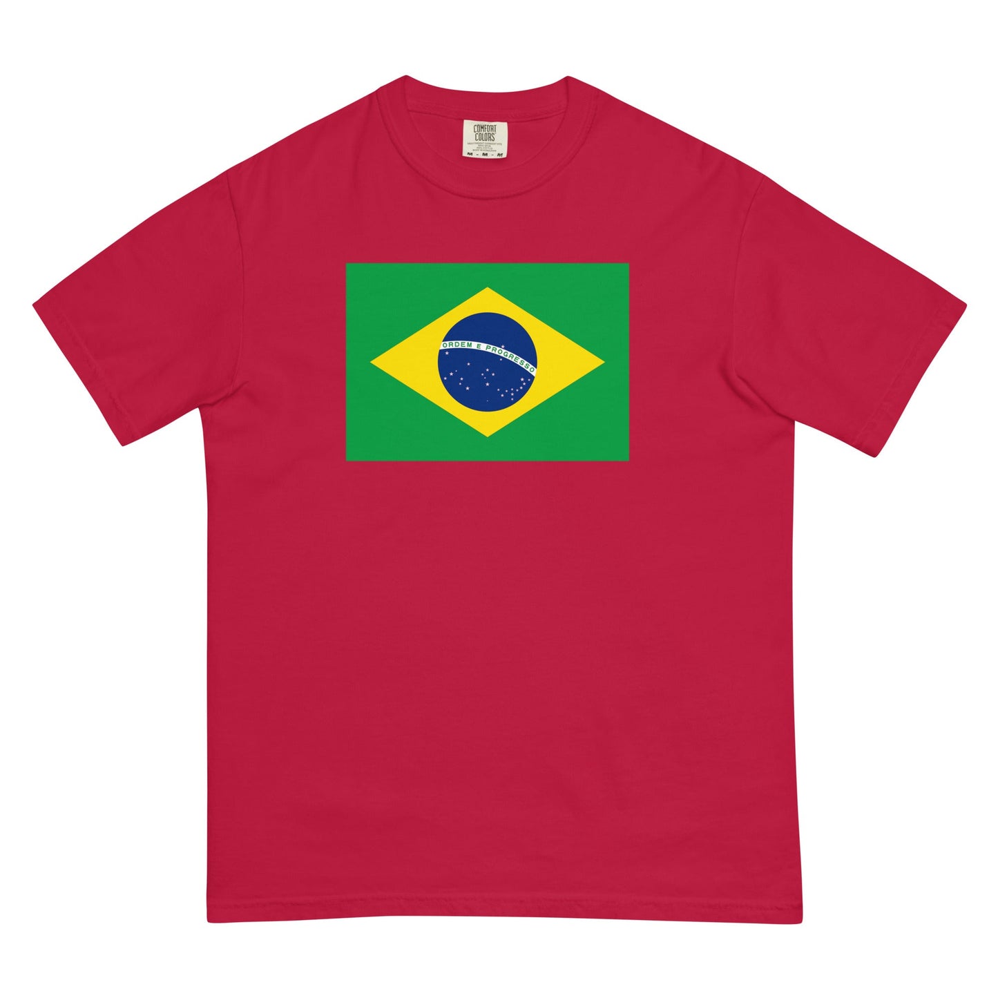 Stylish Brazil flag t-shirt laid flat, 4X large, espresso