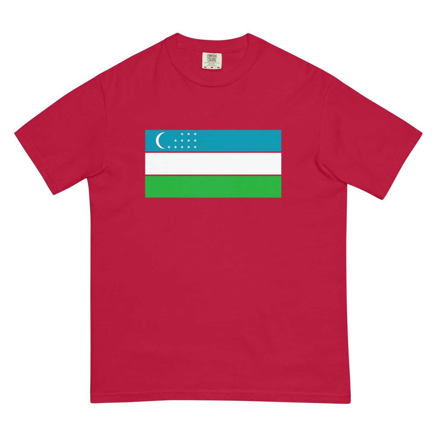 Uzbekistan pride shirt in red – unisex, medium