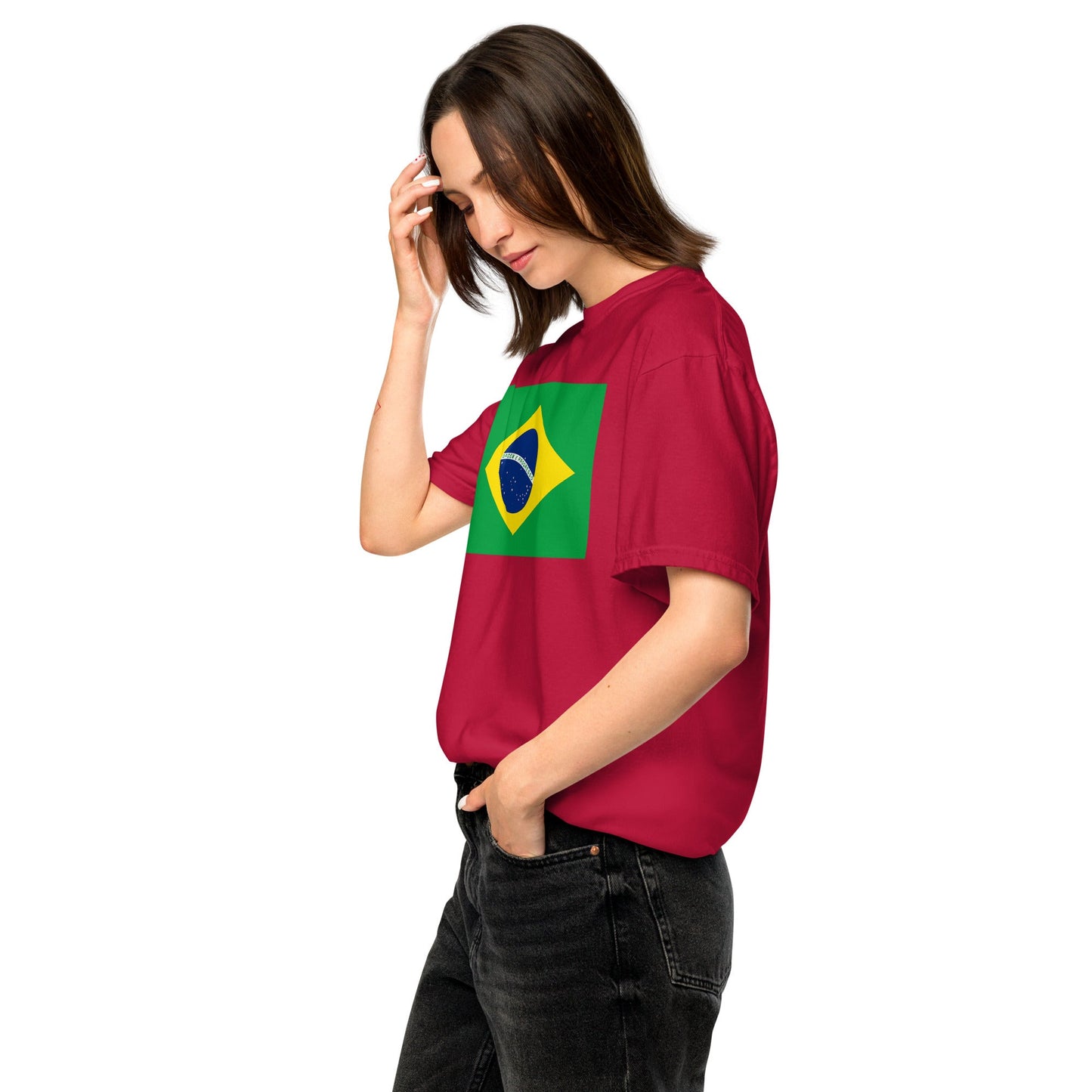 Brazil flag shirt in black, size large