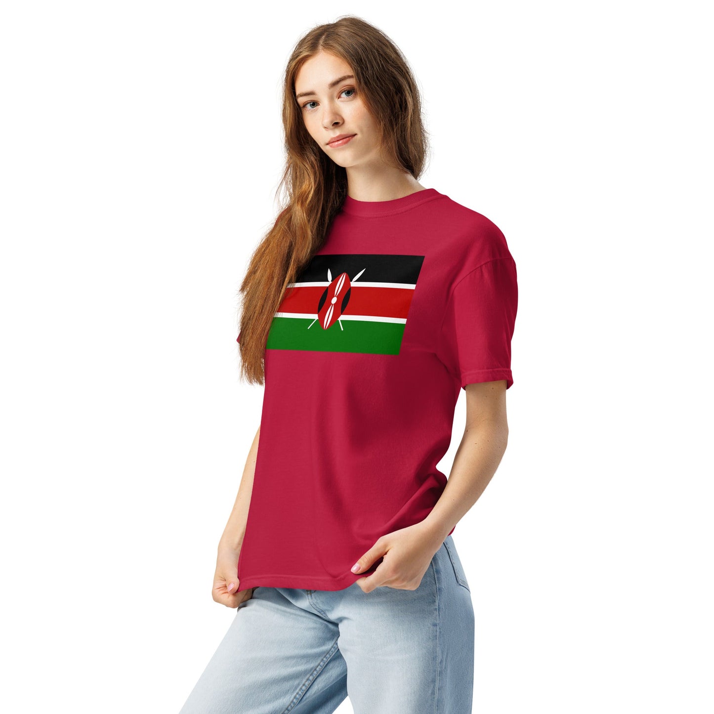 black shirt with Kenya flag design, medium