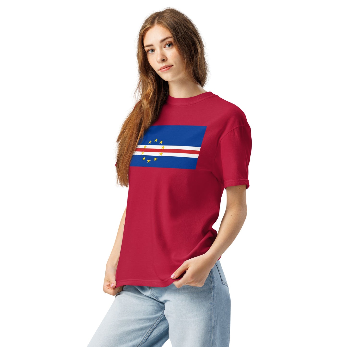 Bold Cape Verde flag design tee in black, medium