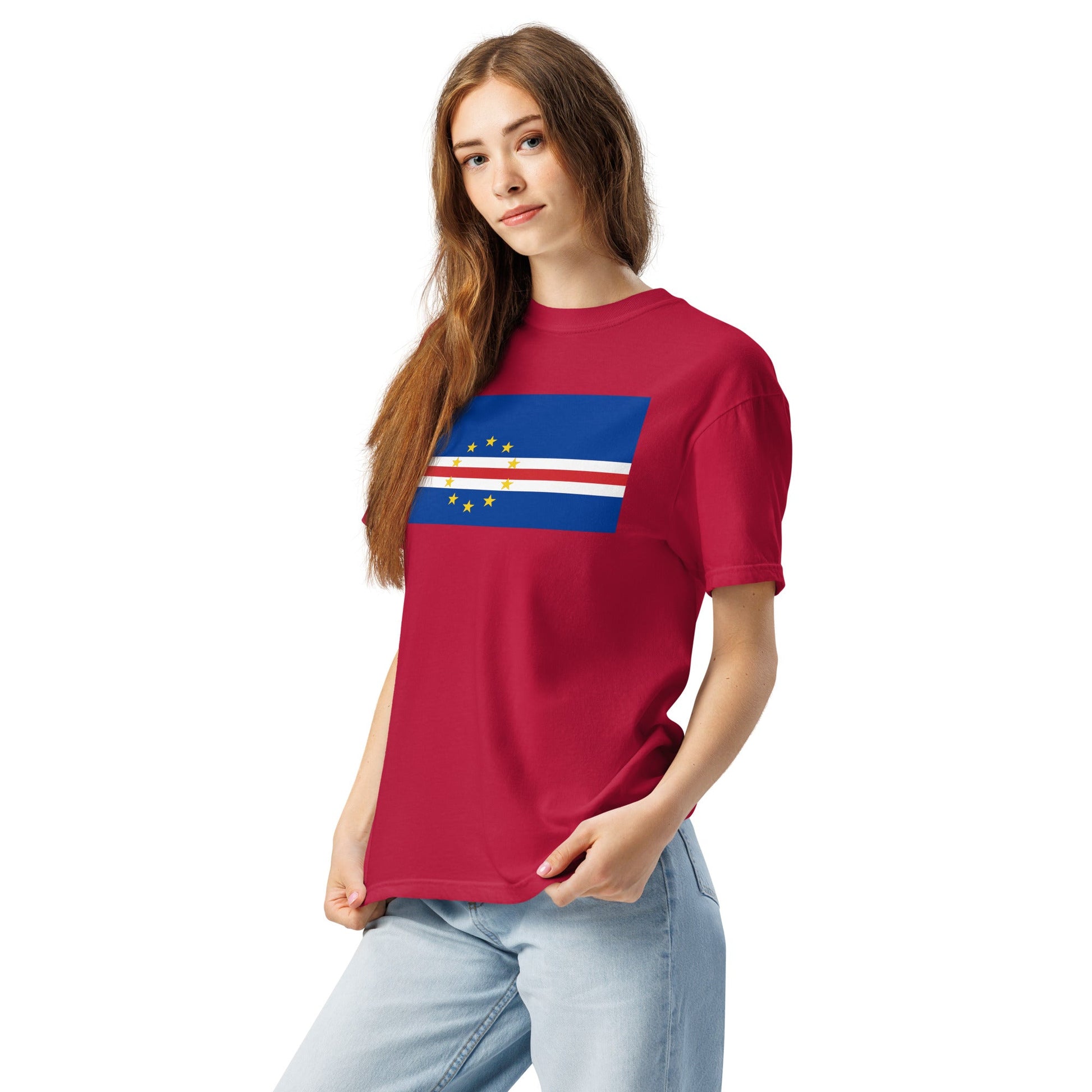 Bold Cape Verde flag design tee in black, medium