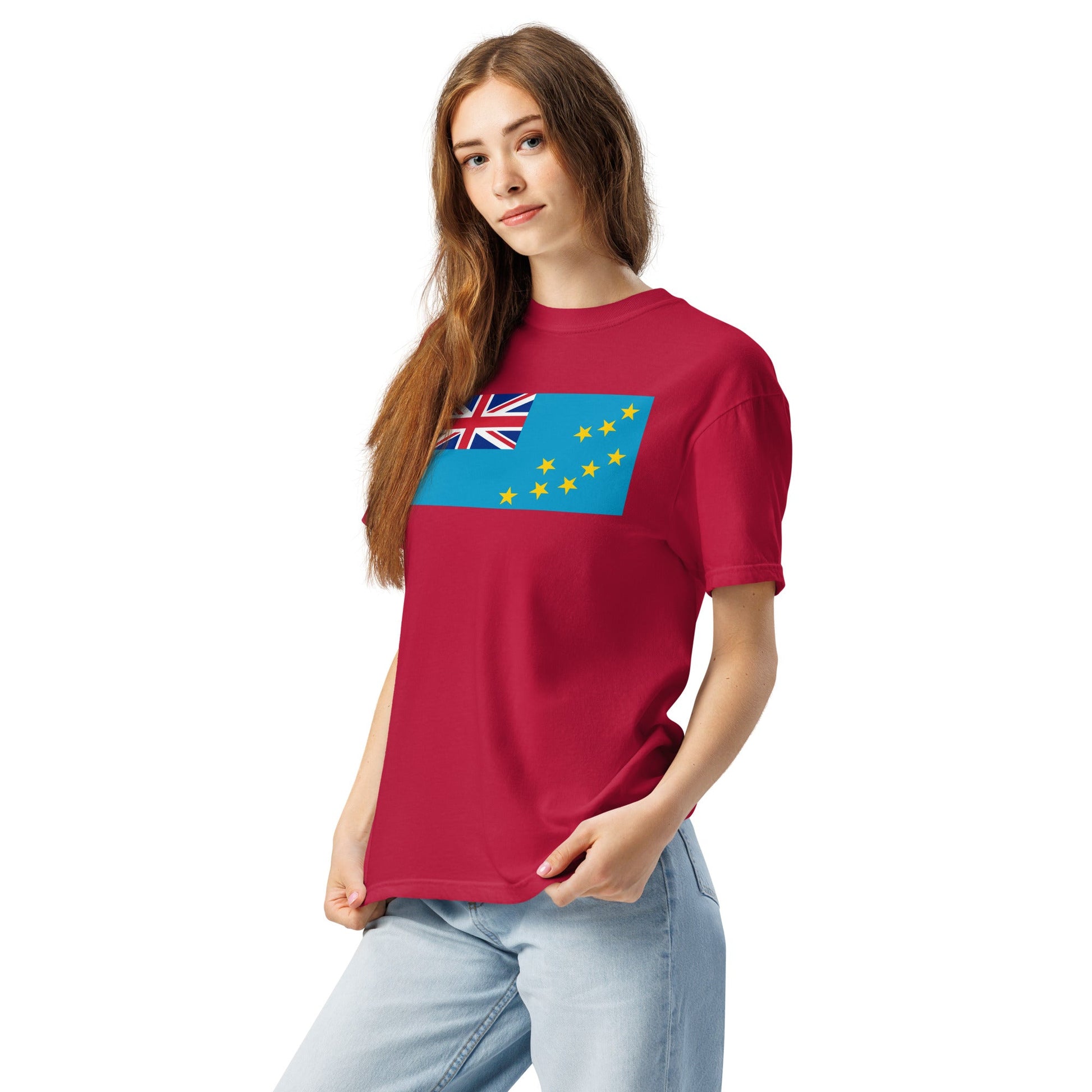 Flag tee representing Tuvalu in black, 2X large