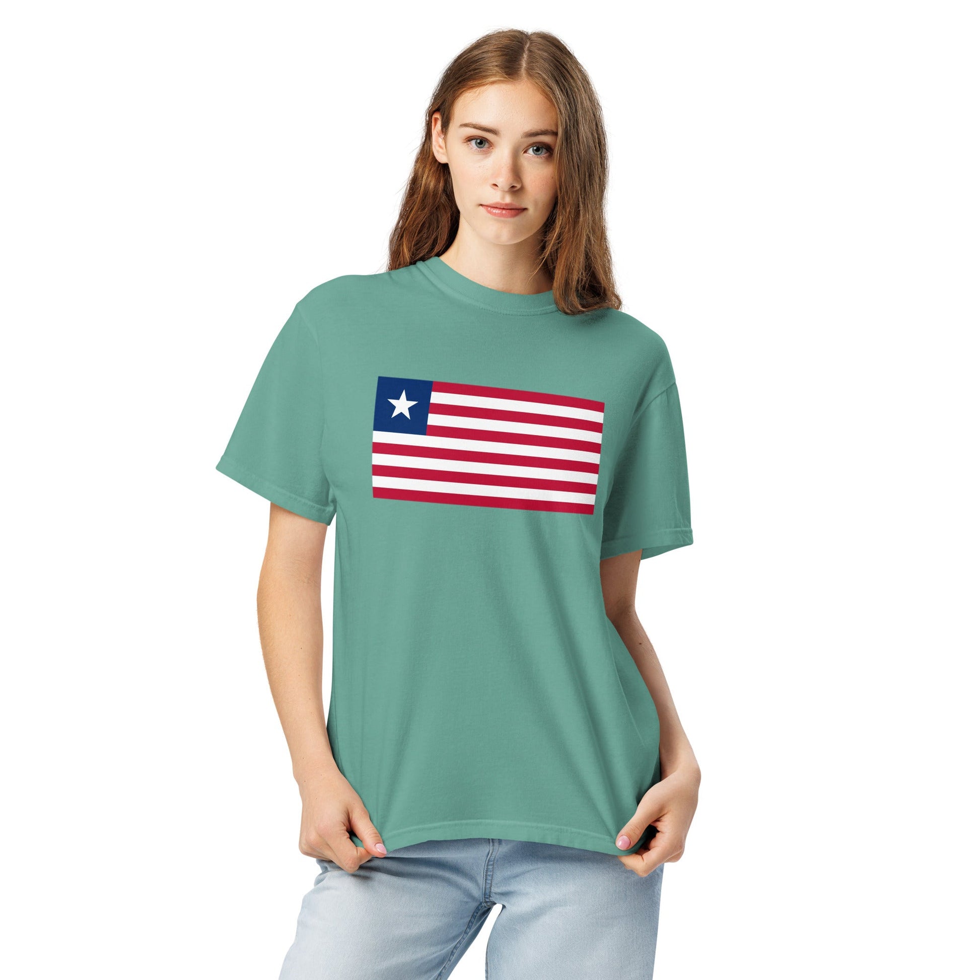 United States Heavyweight T Shirt flag shirt in black, size medium