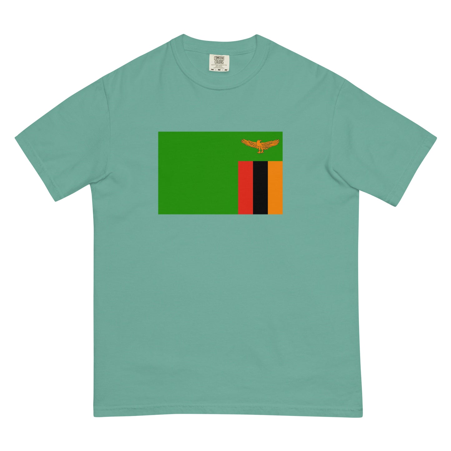 Flat lay of black Zambia flag tee, 4X large size