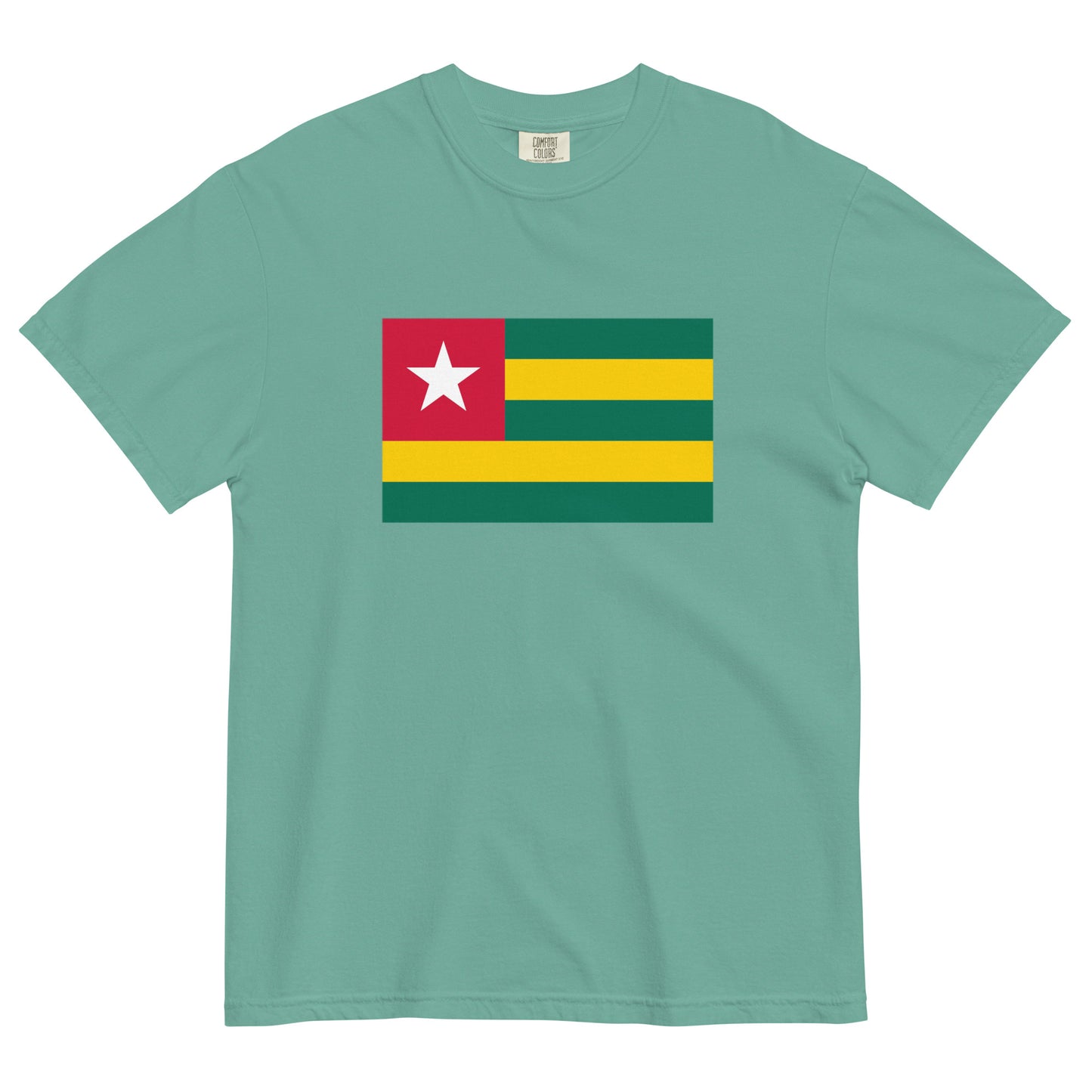 Flat lay of red Togo flag tee, extra large size