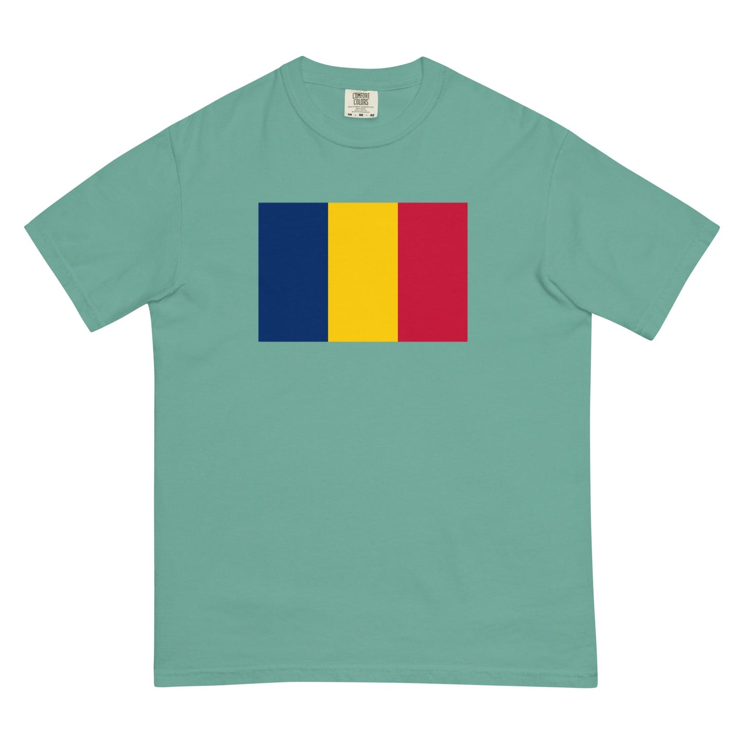 Stylish Chad flag t-shirt laid flat, extra large, espresso