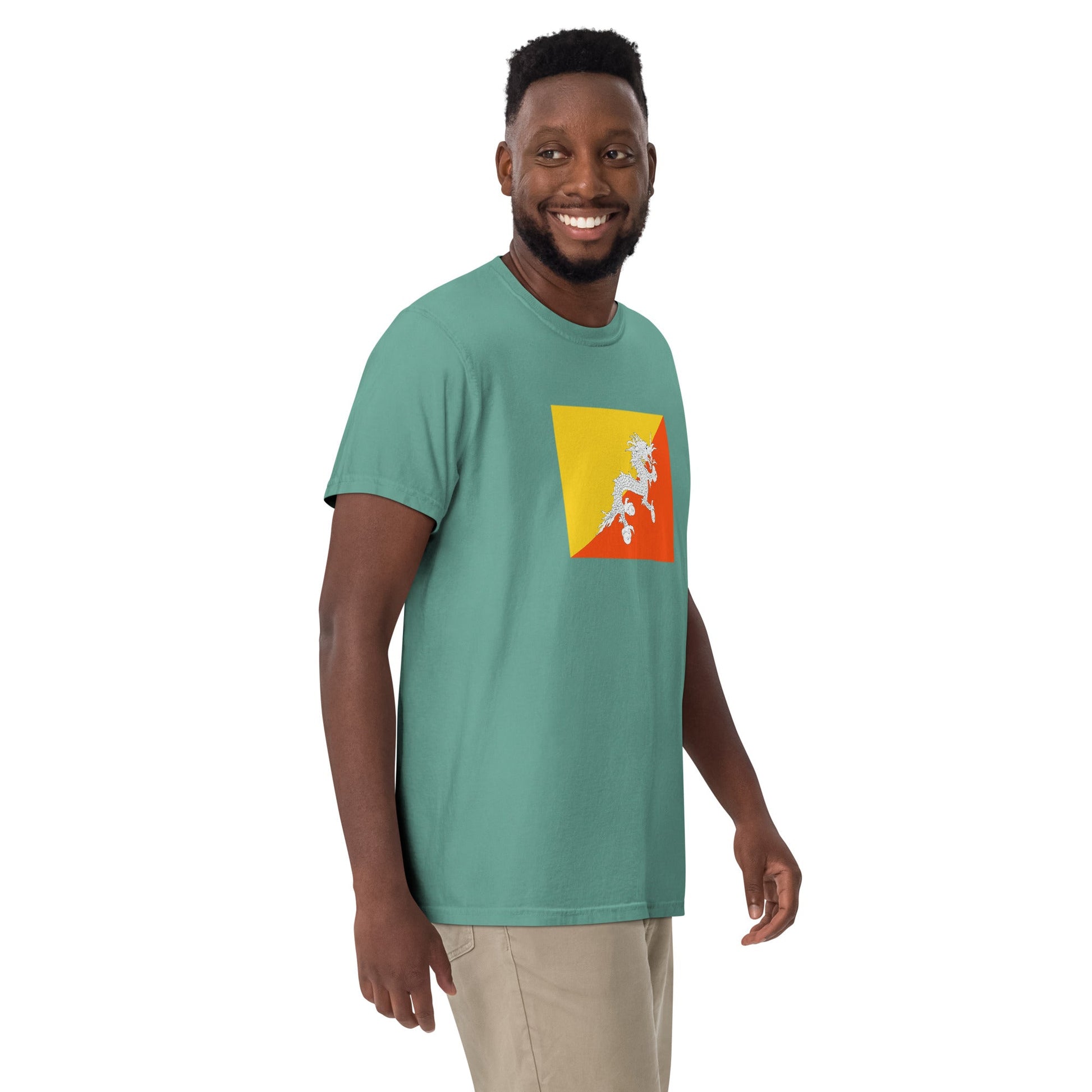 Flat lay of red Bhutan flag tee, 4X large size