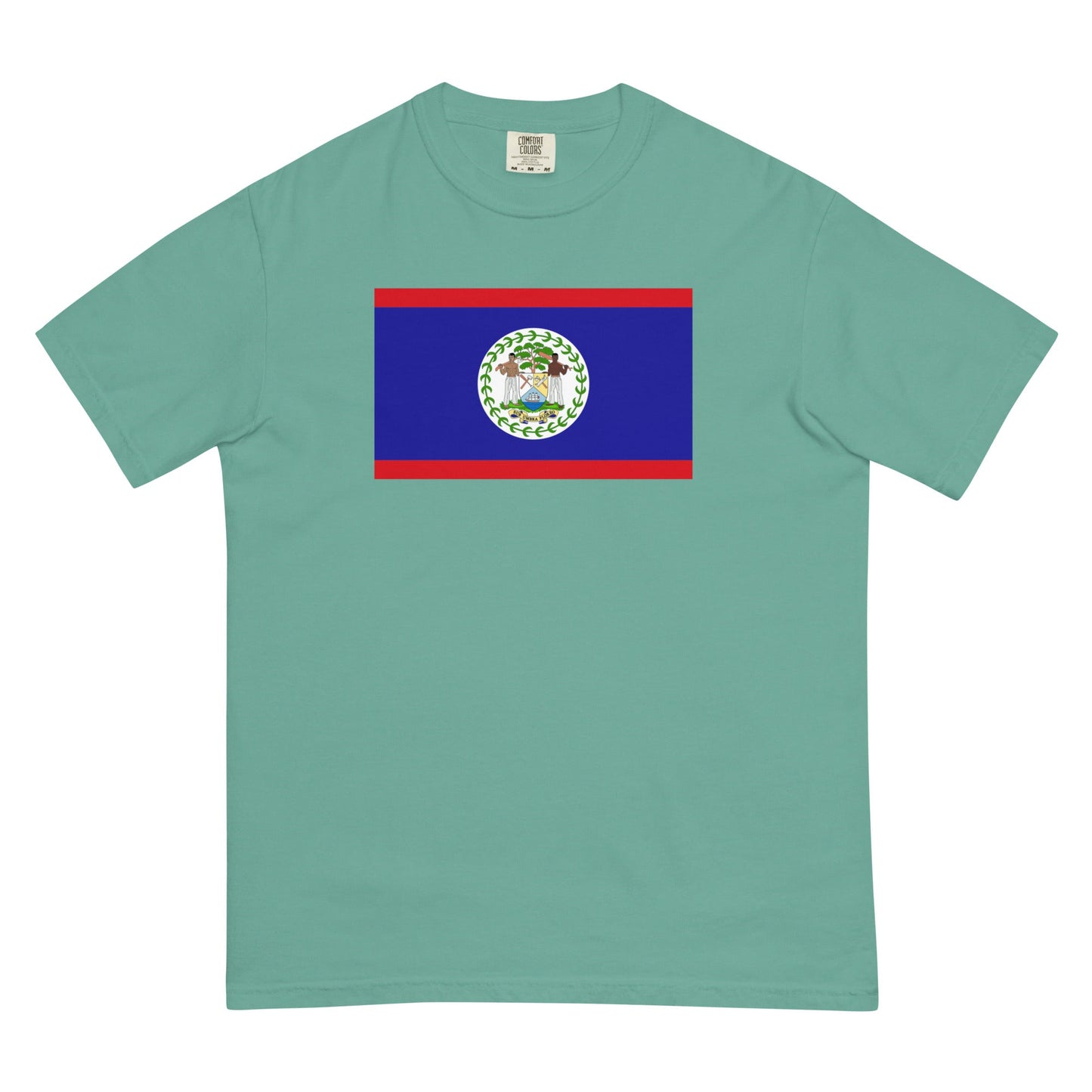 Bold Belize flag design tee in black, small
