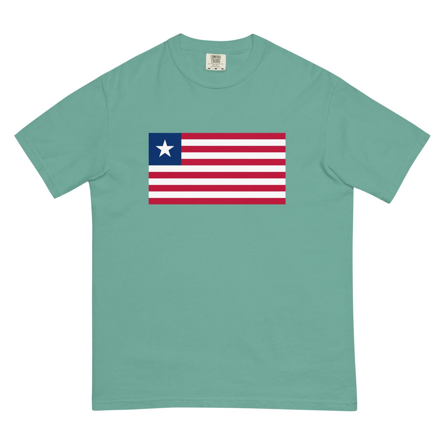 Stylish United States Heavyweight T Shirt flag t-shirt laid flat, large, crimson