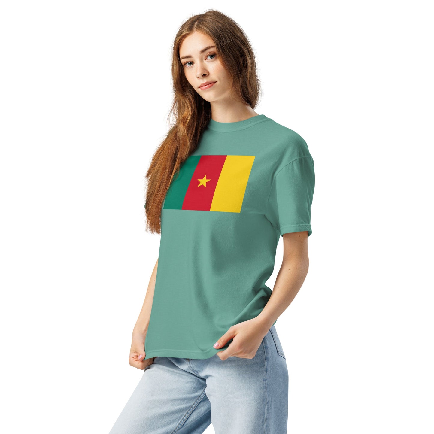 Bold Cameroon flag design tee in red, 4X large