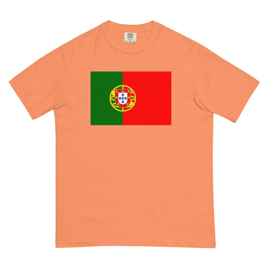 Flat lay of black Portugal flag tee, small size
