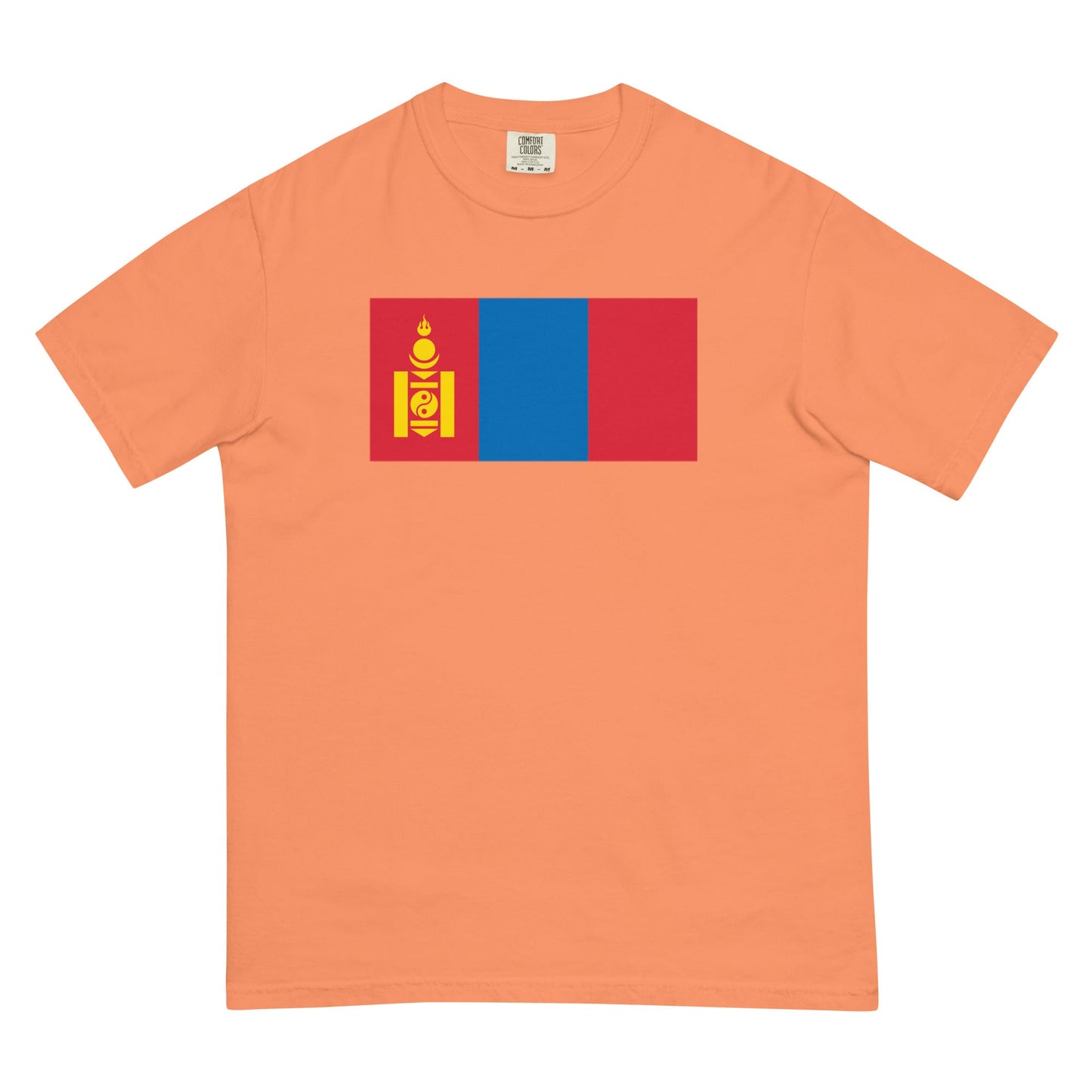 Stylish Mongolia flag t-shirt laid flat, small, black