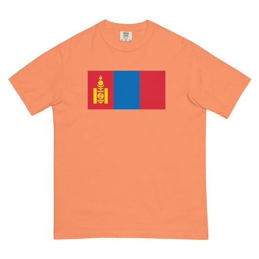 Stylish Mongolia flag t-shirt laid flat, small, black