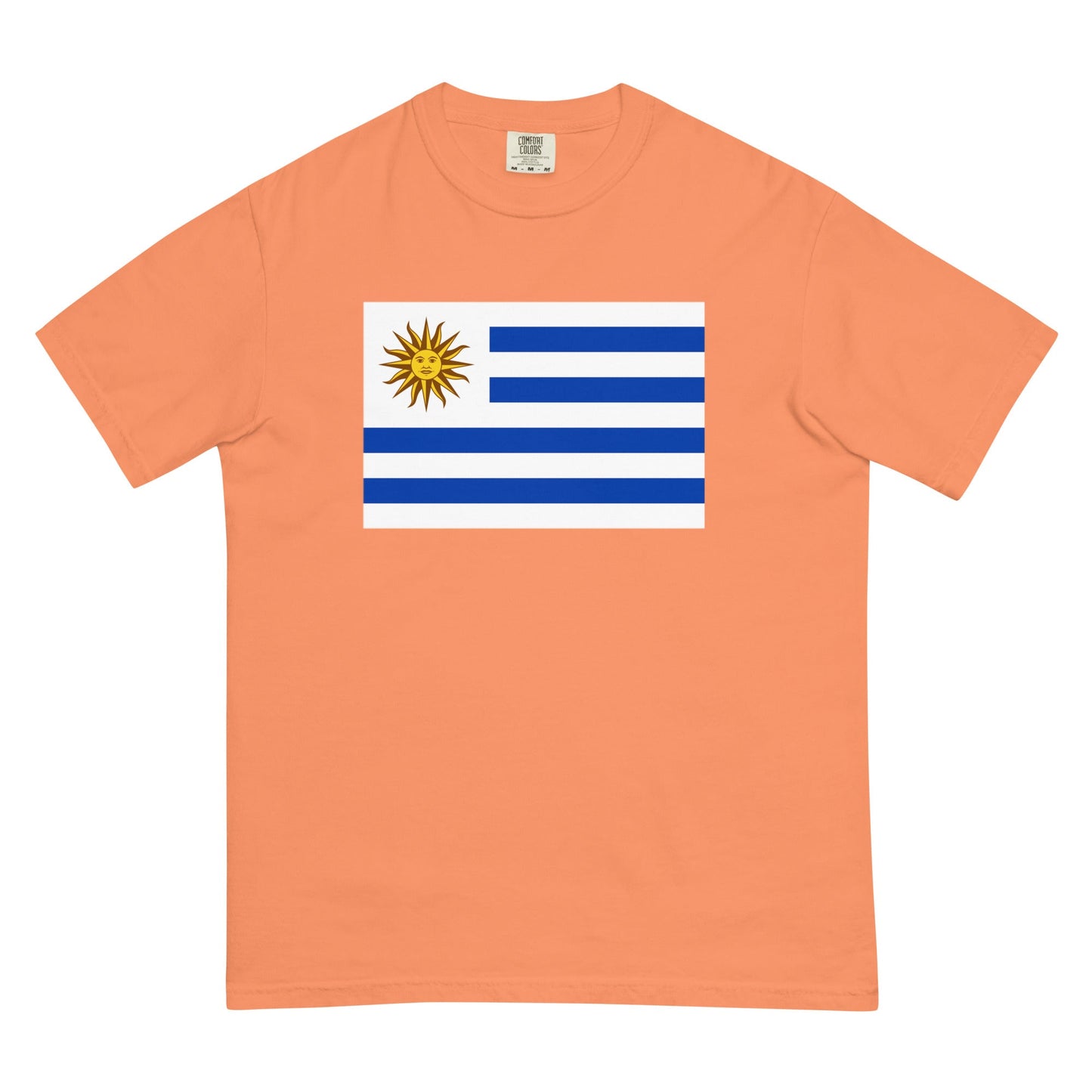 Flat lay of espresso Uruguay 1 flag tee, 3X large size