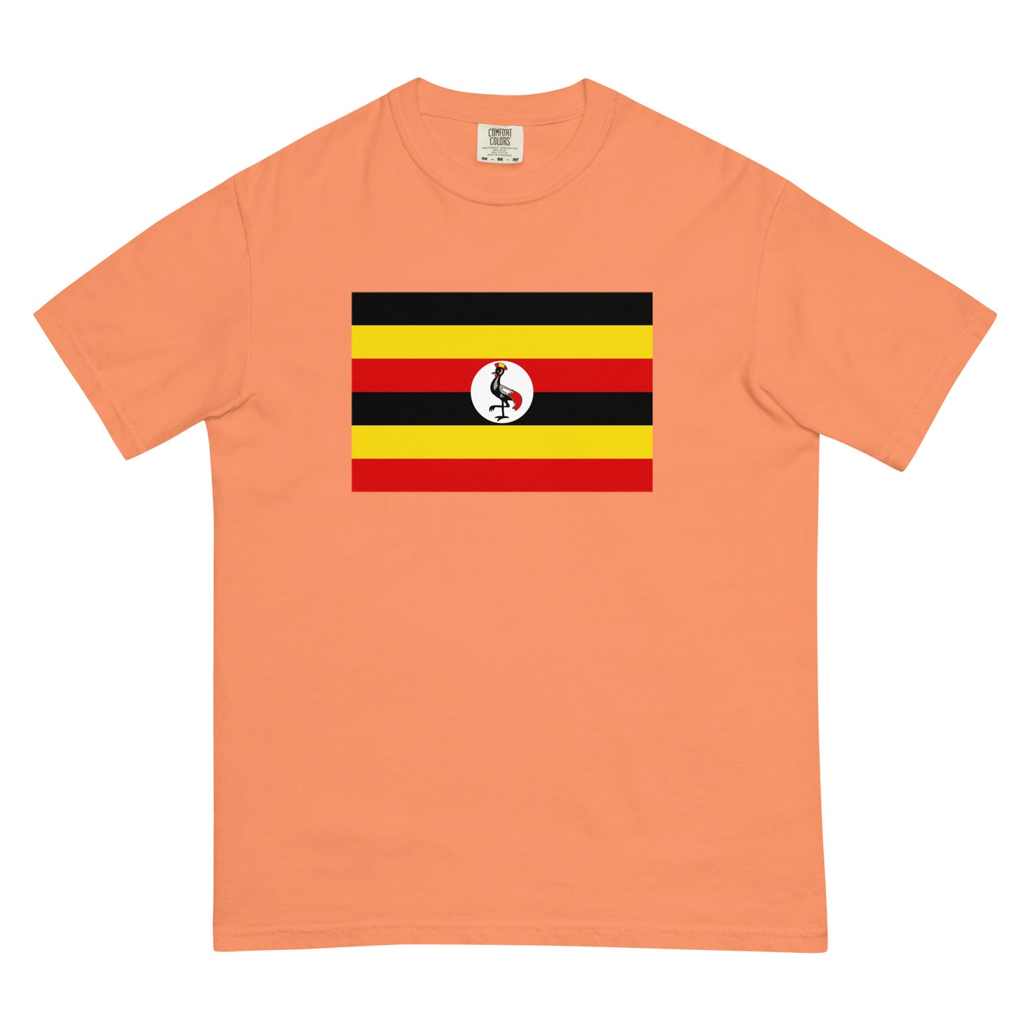black shirt with Uganda flag design, small