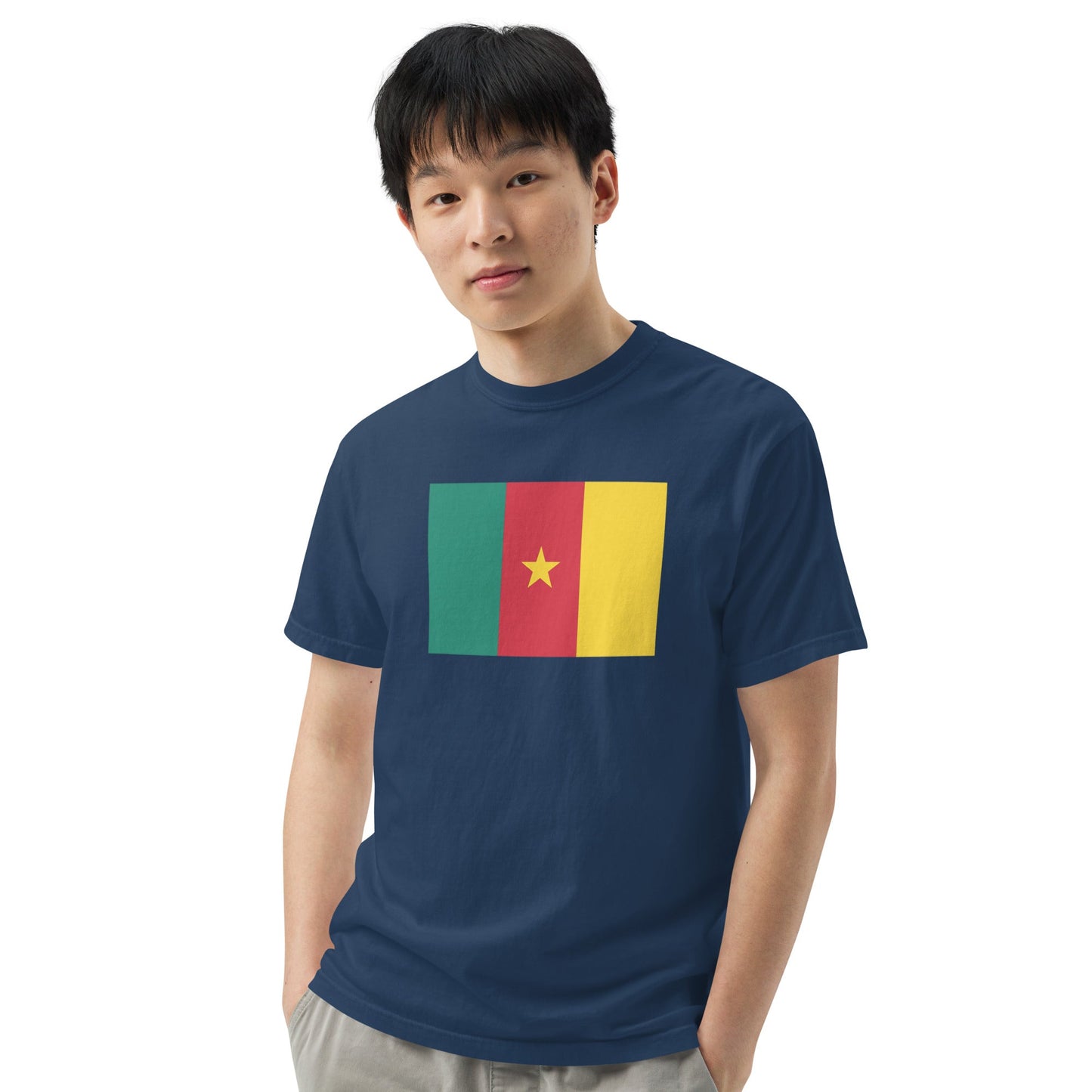 black shirt with Cameroon flag design, large