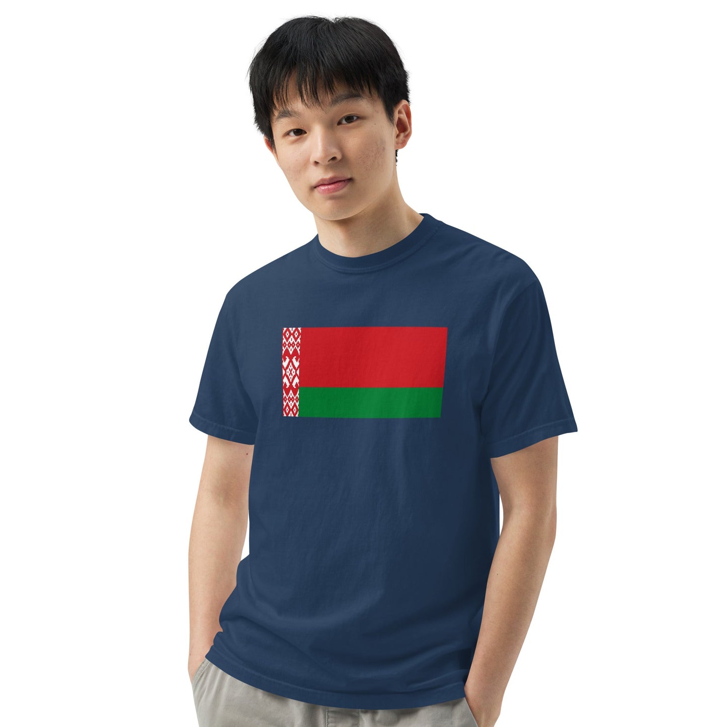 Bold Belarus flag design tee in black, extra large