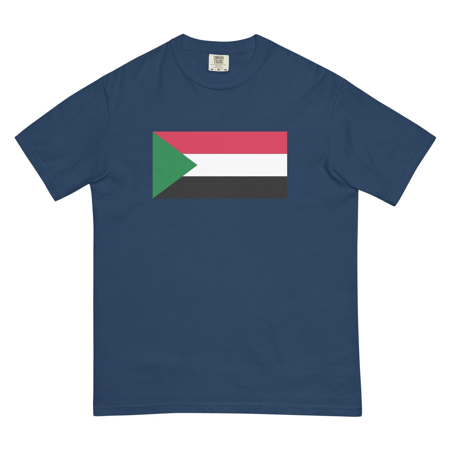 black shirt with Sudan 1 flag design, 2X large