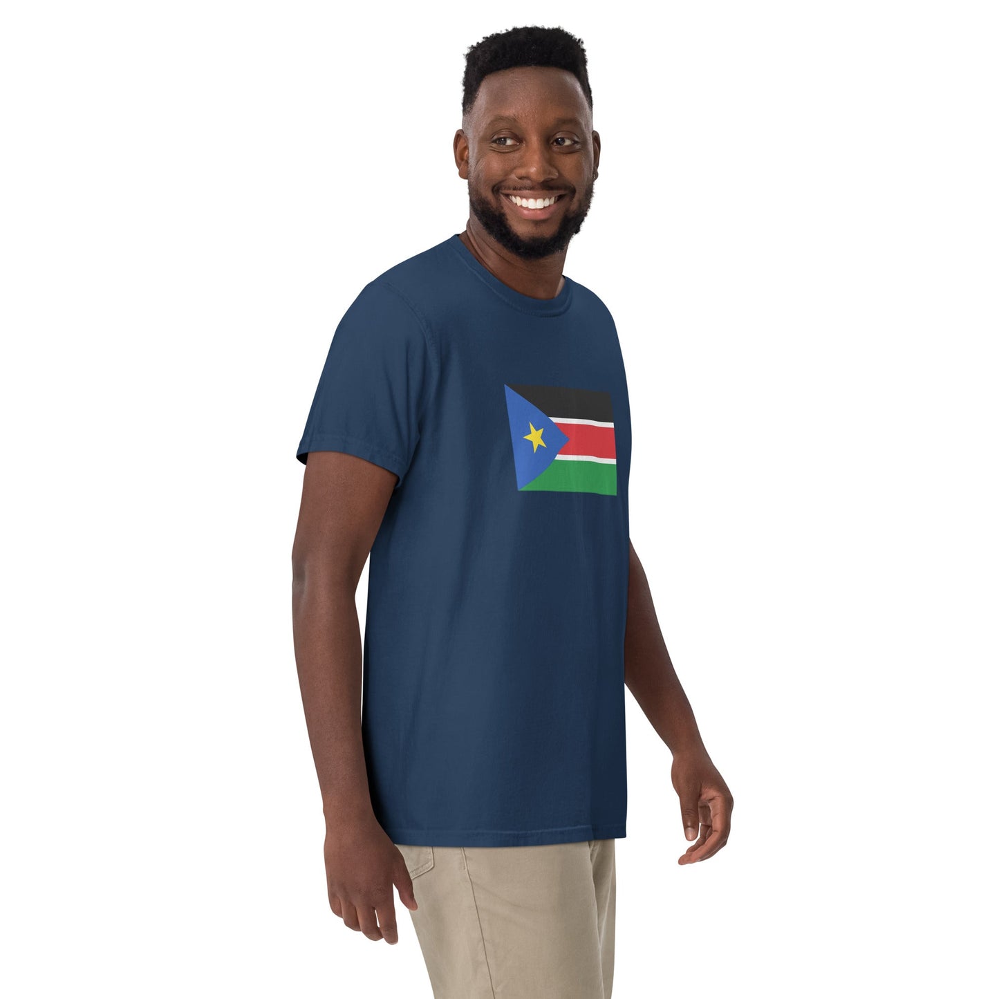 black shirt with South Sudan flag design, extra large