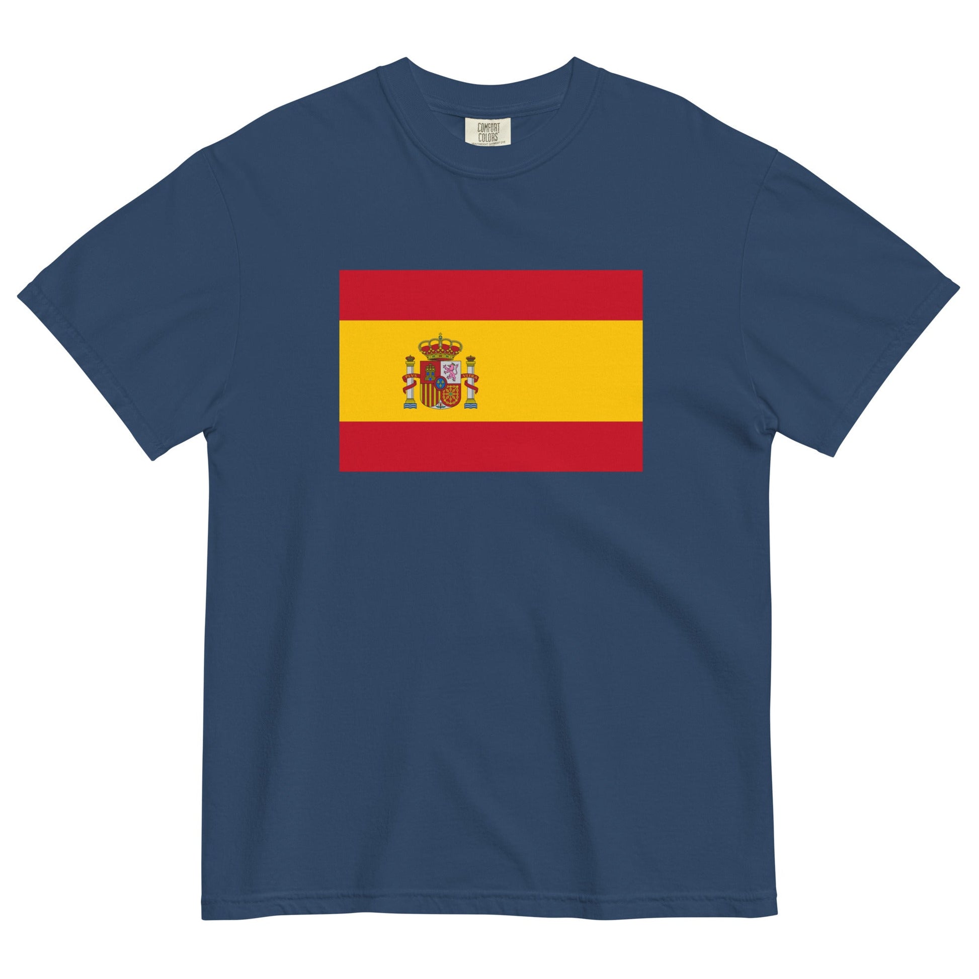 Stylish Spain flag t-shirt laid flat, large, grey