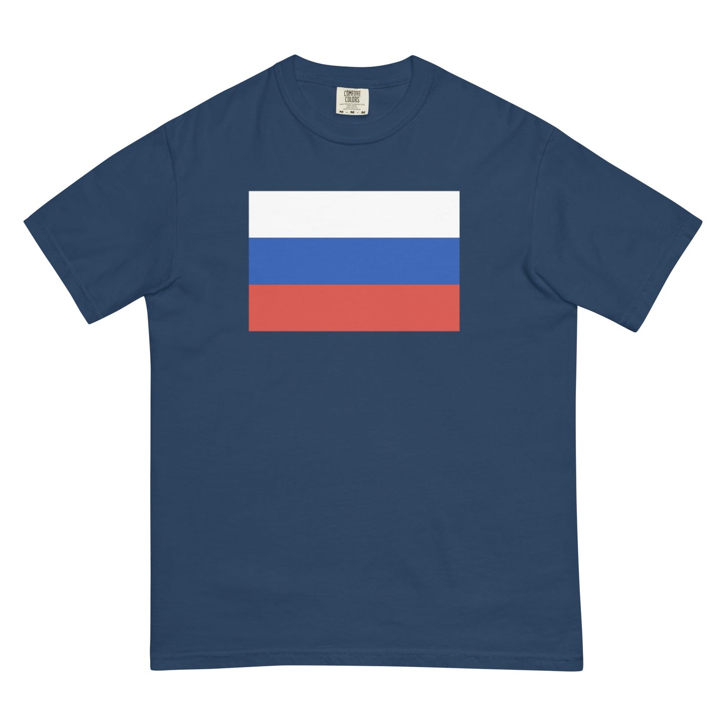 true navy shirt with Russia flag design, medium
