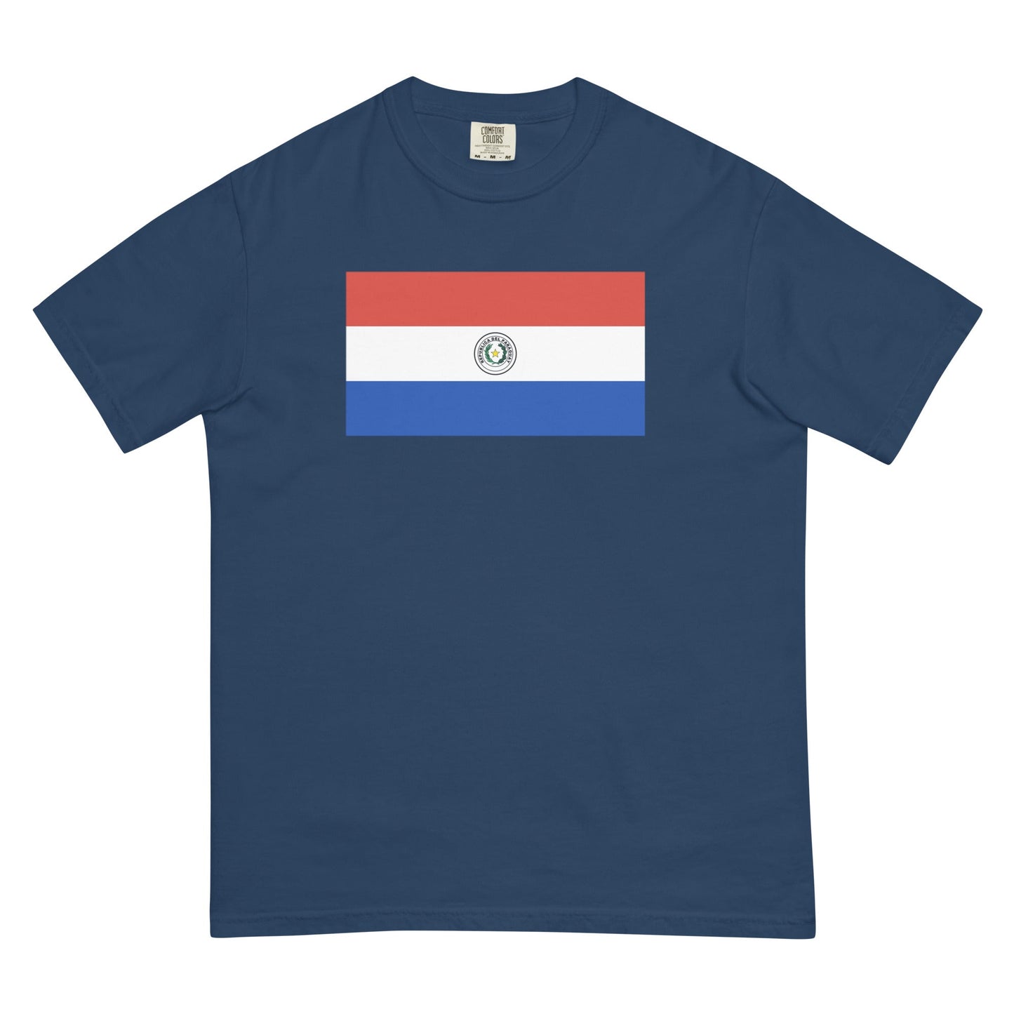 true navy shirt with Paraguay 1 flag design, medium