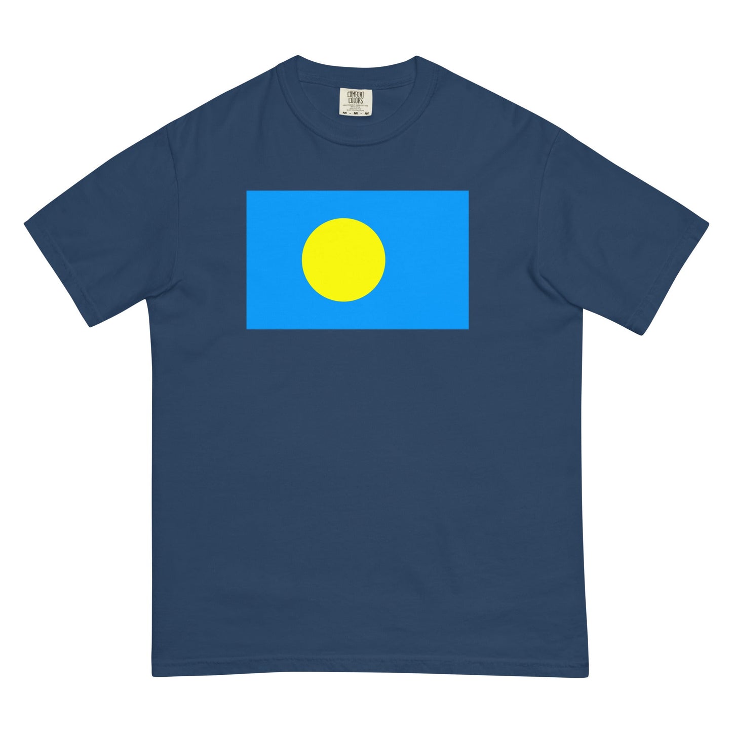 Flat lay of red Palau flag tee, medium size