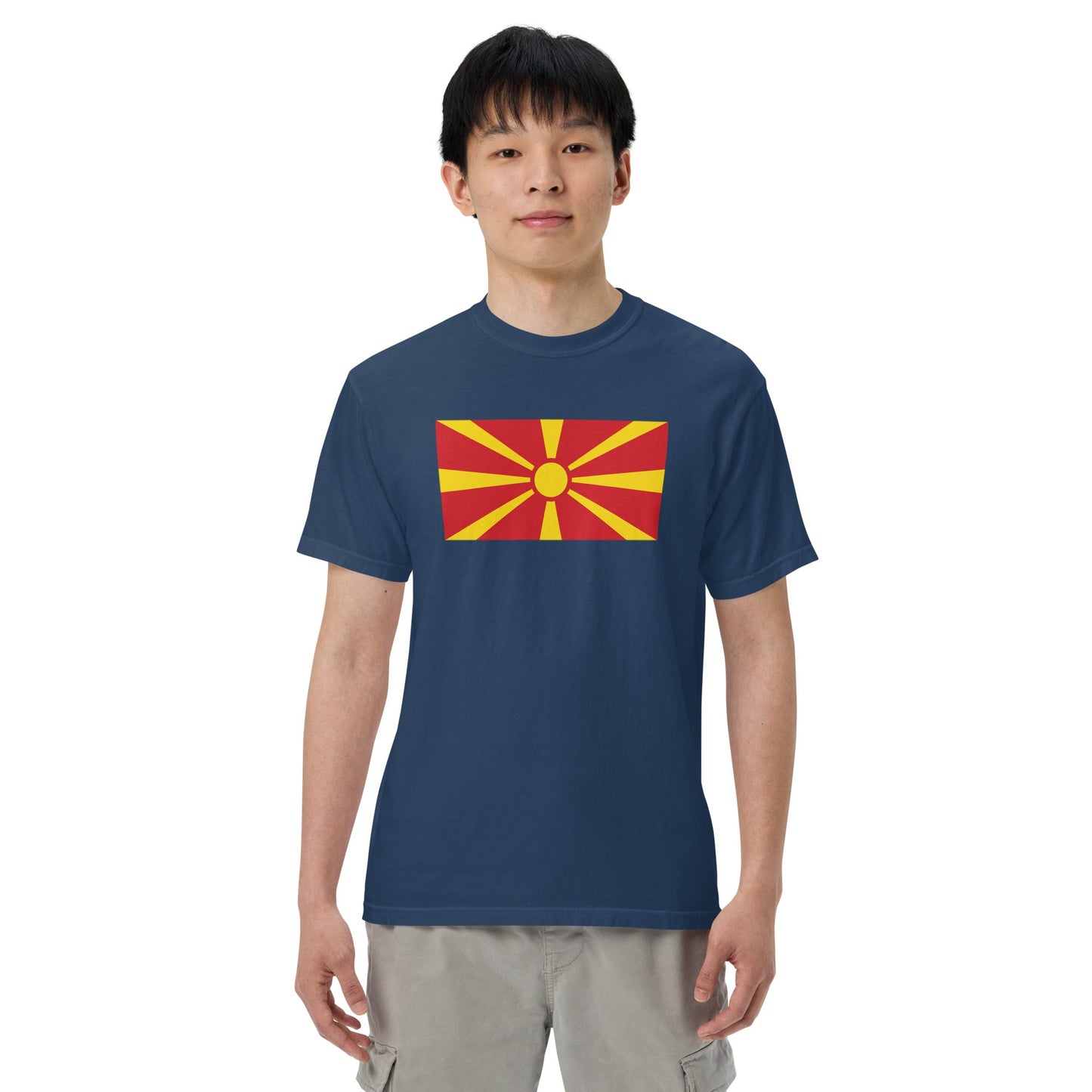 North Macedonia Formerly Macedonia flag shirt in black, size 2X large