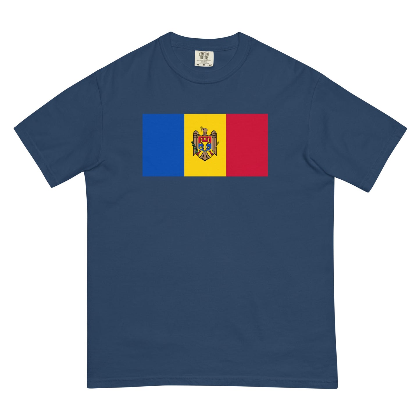 Bold Moldova flag design tee in true navy, 4X large