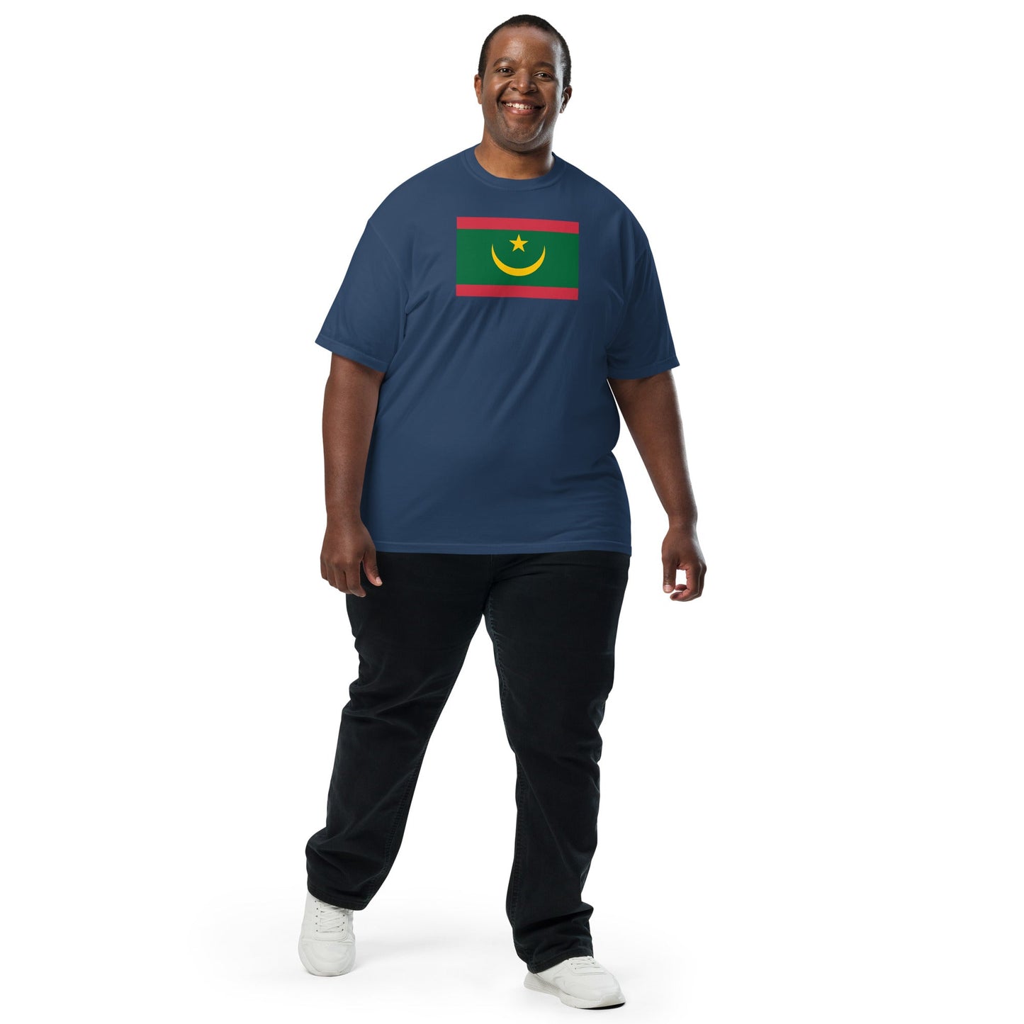 Bold Mauritania flag design tee in black, large