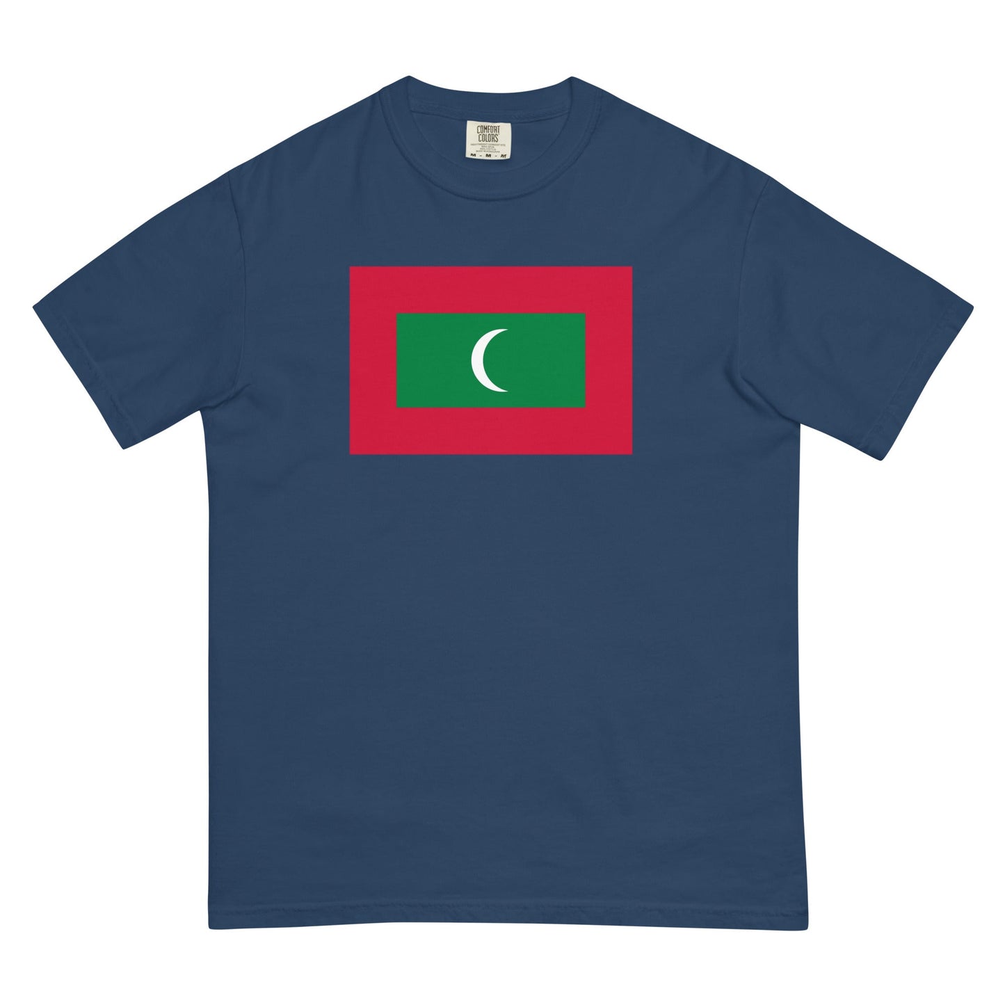 Bold Maldives flag design tee in true navy, 3X large