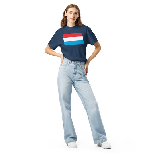 Bold Luxembourg flag design tee in black, medium