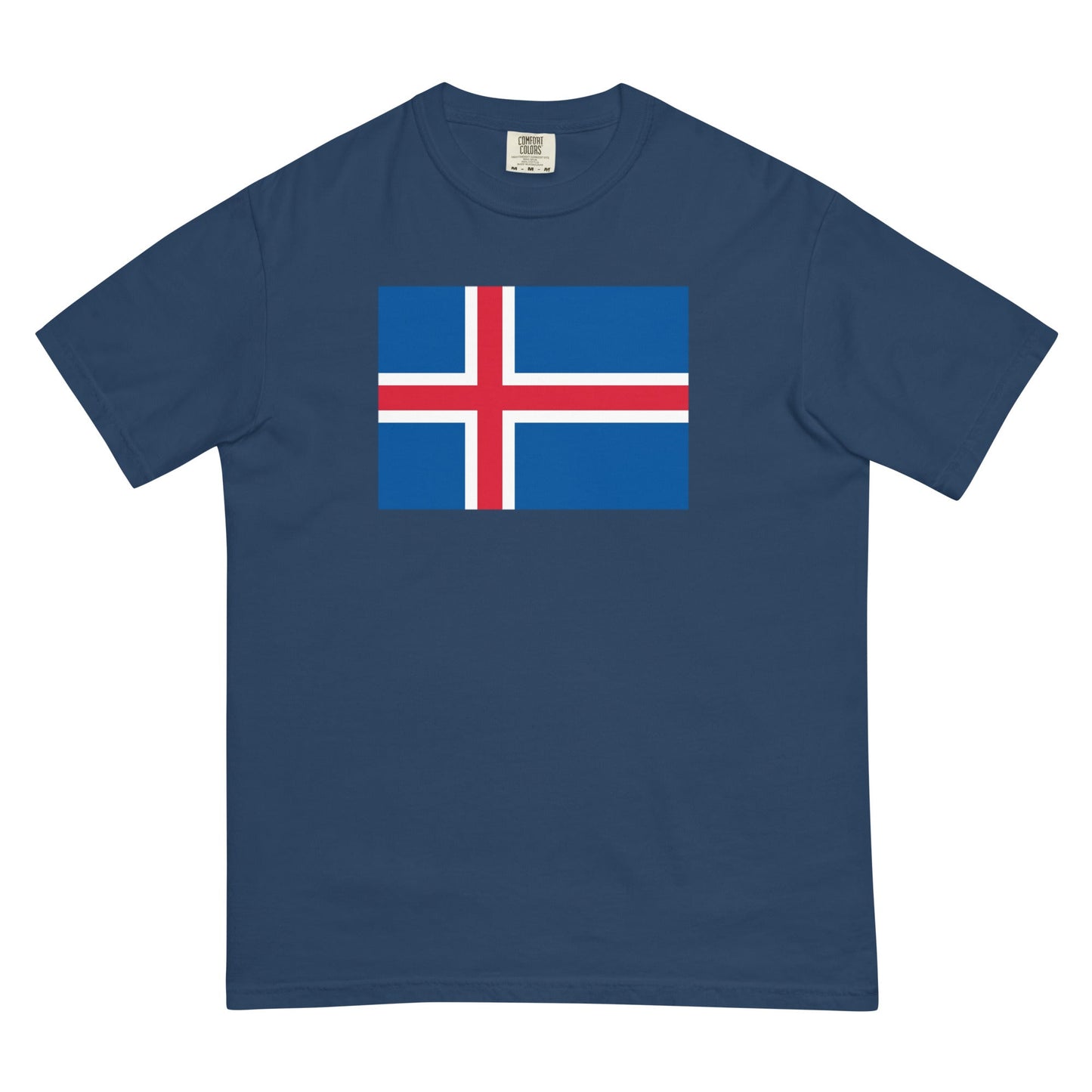 Bold Iceland flag design tee in true navy, large