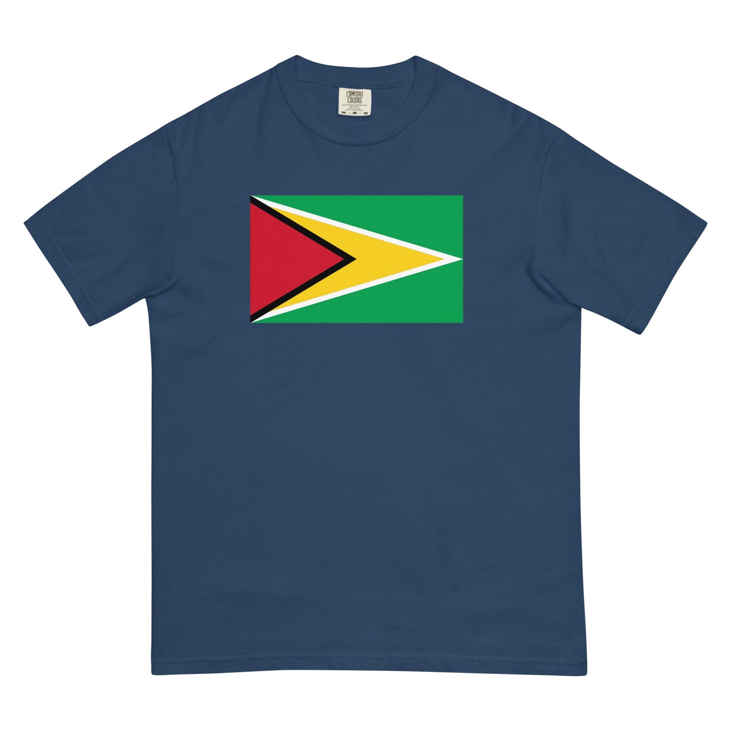 Bold Guyana flag design tee in blue spruce, small