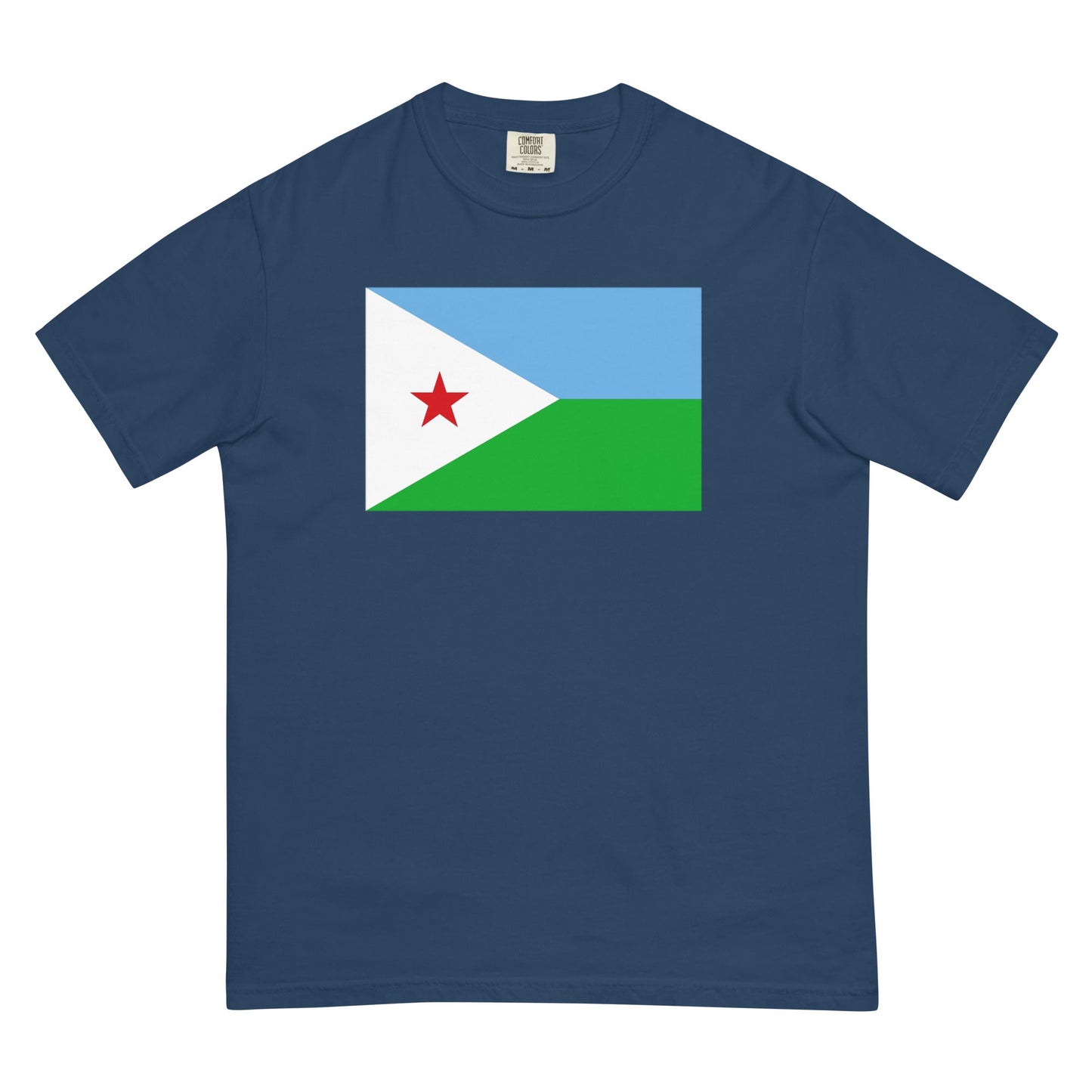 Bold Djibouti flag design tee in brick, extra large