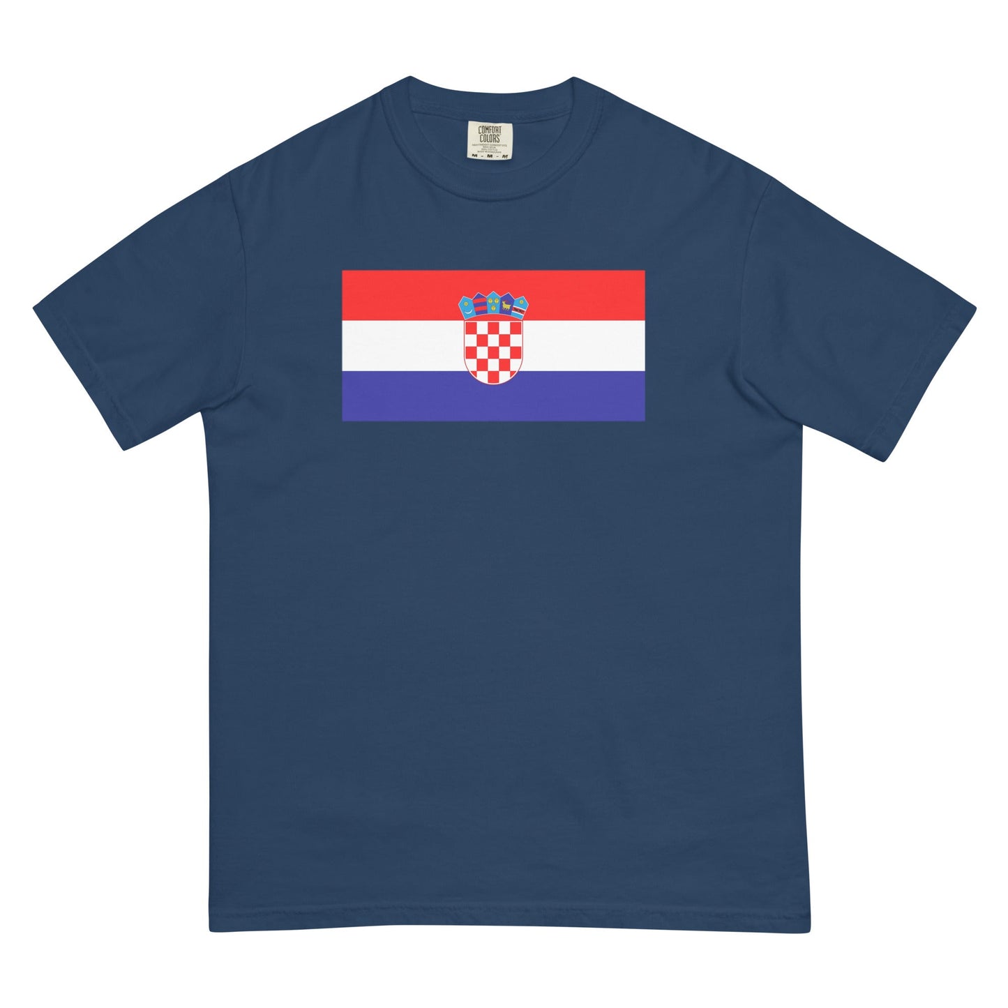 Flat lay of berry Croatia flag tee, large size