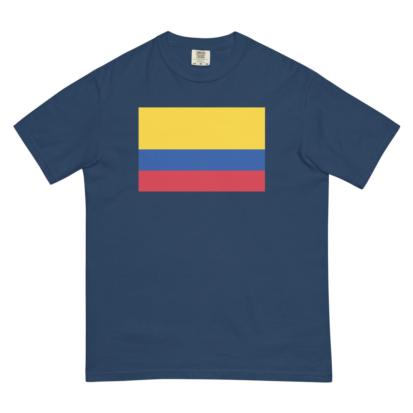 Flat lay of brick Colombia flag tee, 4X large size