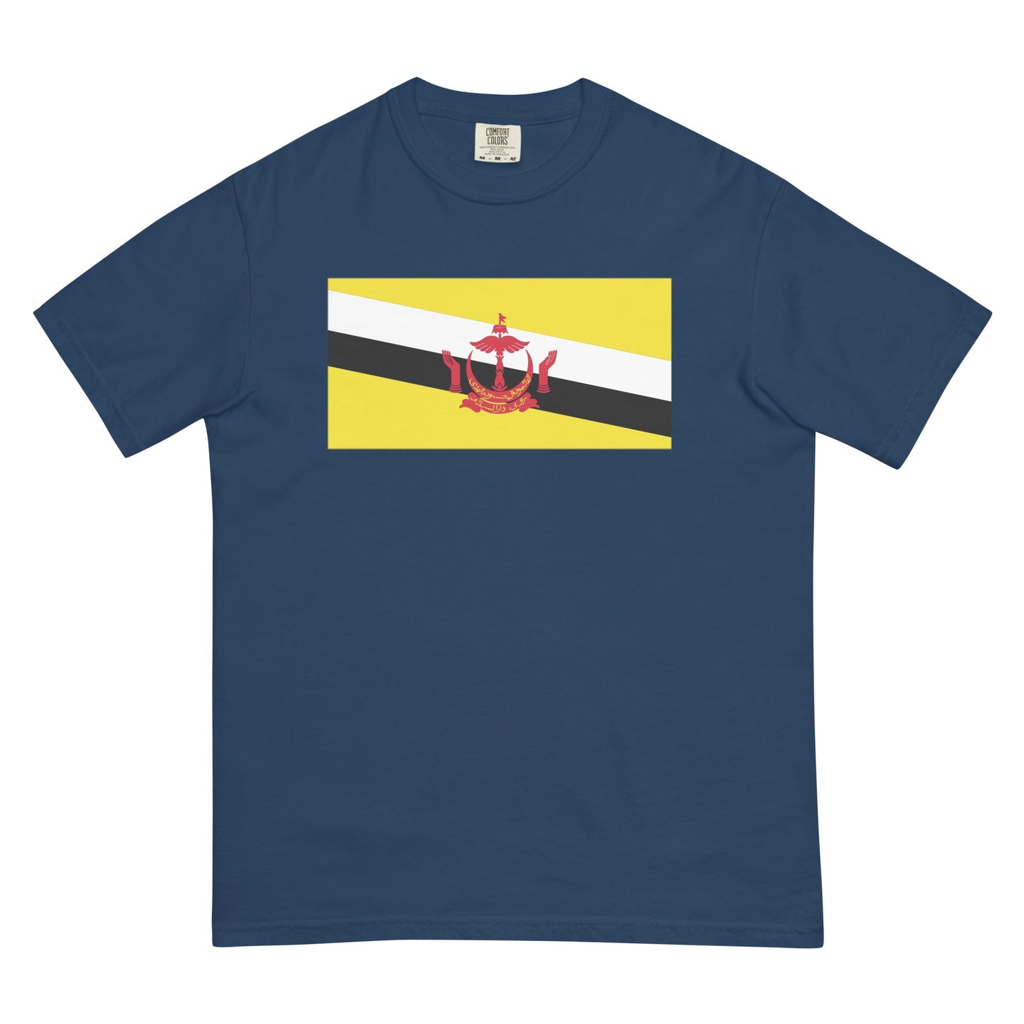 Bold Brunei flag design tee in blue spruce, medium