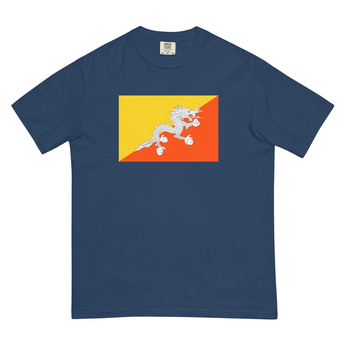 Flat lay of grape Bhutan flag tee, 2X large size