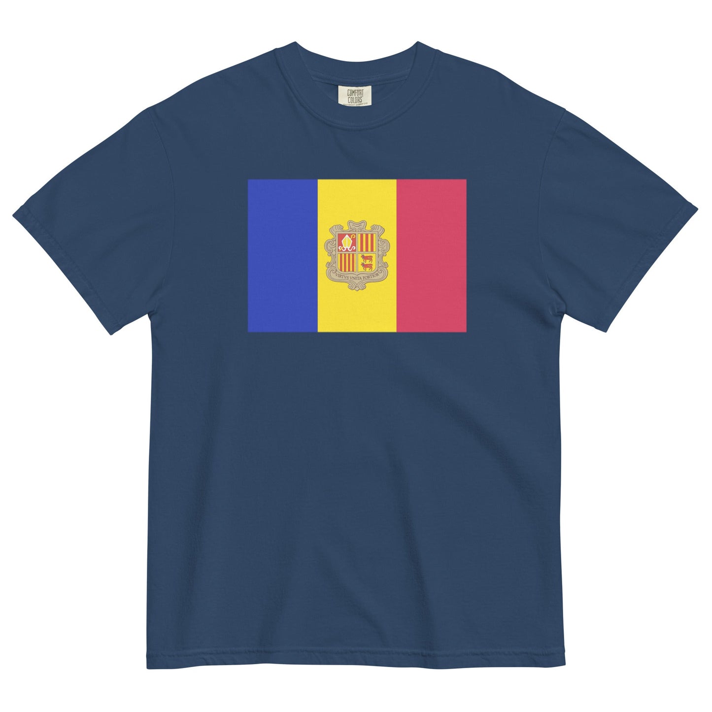 Andorra pride shirt in true navy – unisex, large