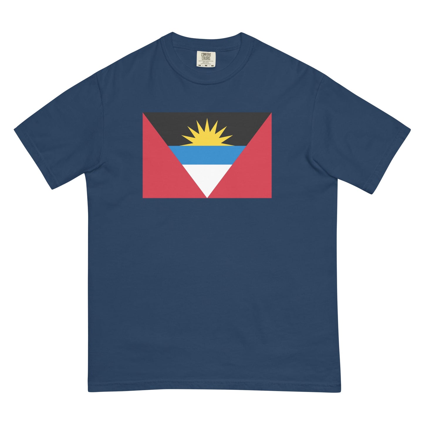 Flat lay of blue spruce Antigua And Barbuda Flag Pride Shirt flag tee, 3X large size