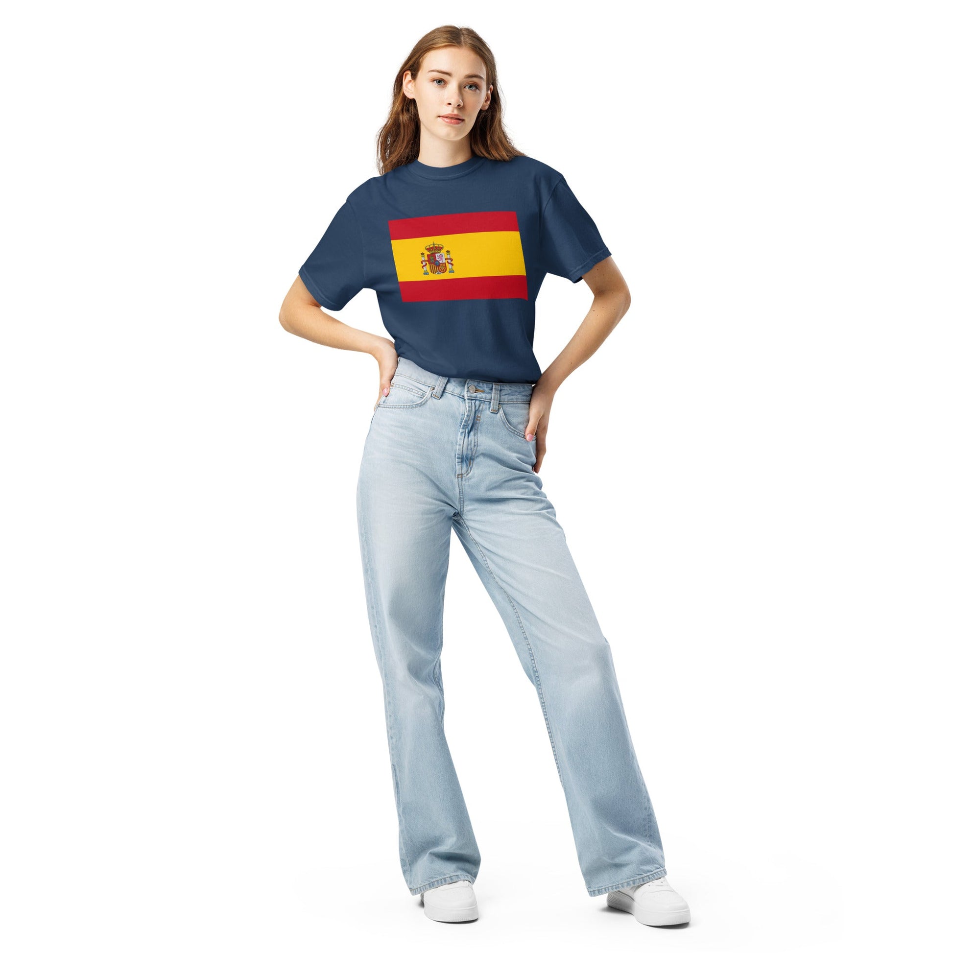 true navy shirt with Spain flag design, extra large