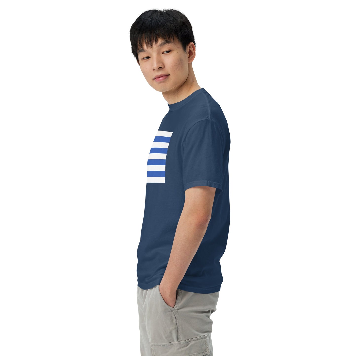 Bold Uruguay 1 flag design tee in black, extra large