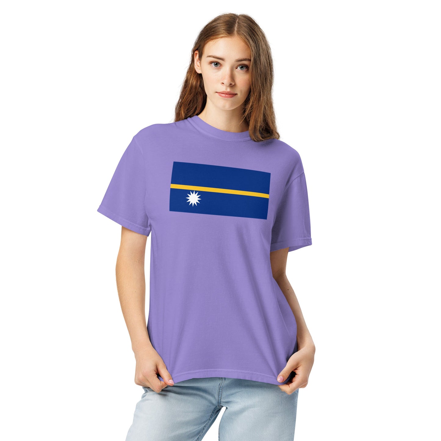 Nauru flag shirt in black, size 4X large